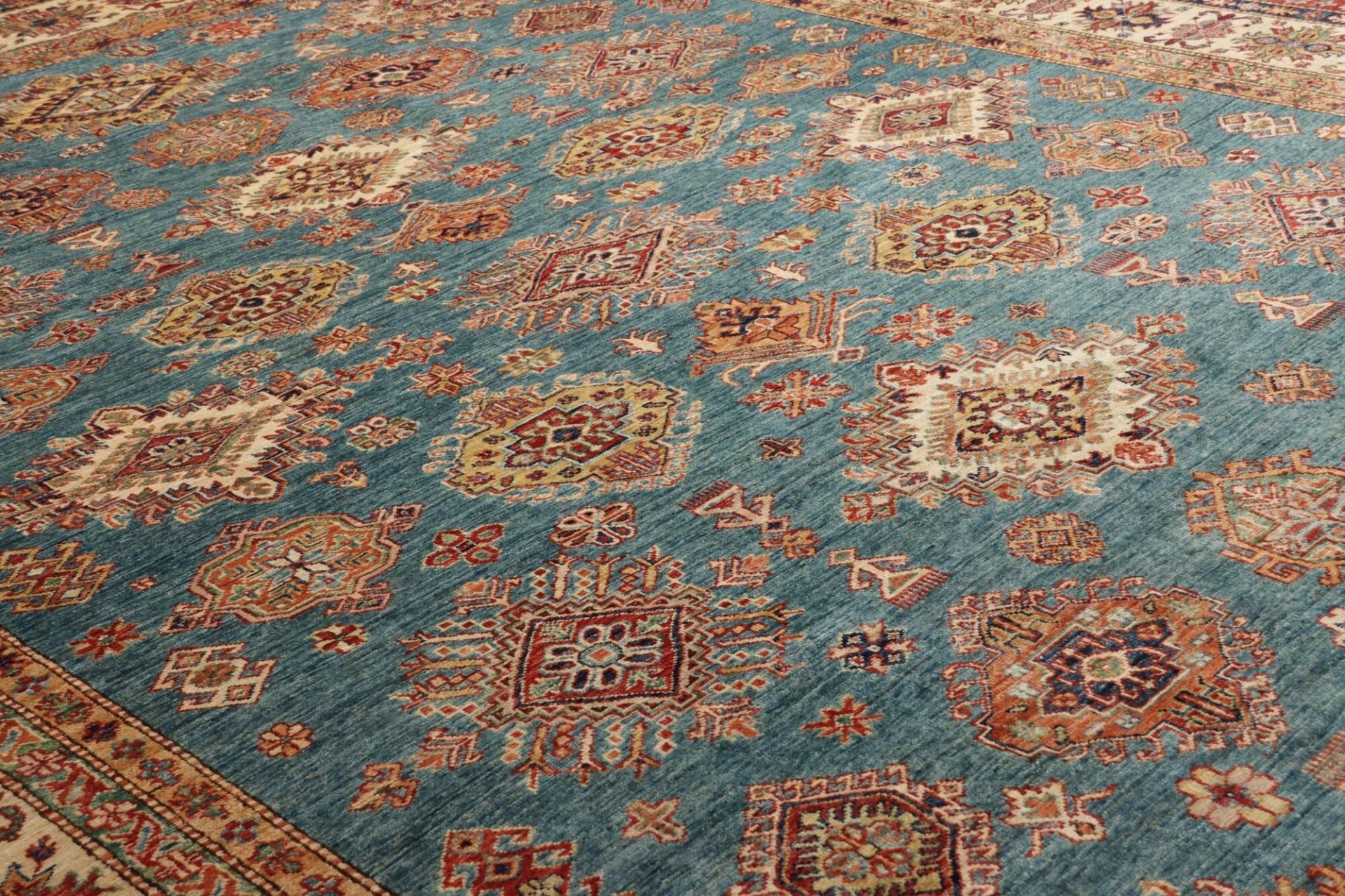 kazak-orientteppich-268-x-355-cm-handgeknupft-geometrische-muster-7 Handgeknüpfter Kazak Orientteppich 268 × 355 cm