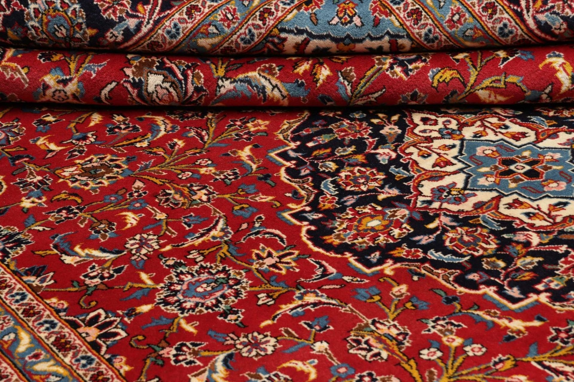 Handgeknüpfter Kashan Perserteppich, 253 × 357 cm, Wolle