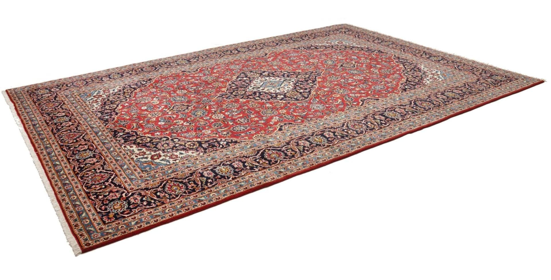 Handgeknüpfter Kashan Perserteppich, 253 × 368 cm, Wolle
