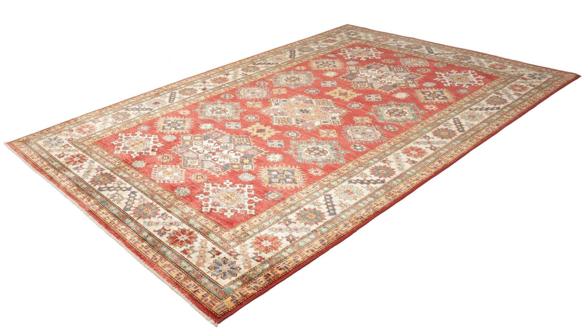 kazak-orientteppich-217-x-311cm-geometrisches-muster-handgeknupft-1 Kazak Orientteppich 217 × 311 cm aus Wolle, handgeknüpft