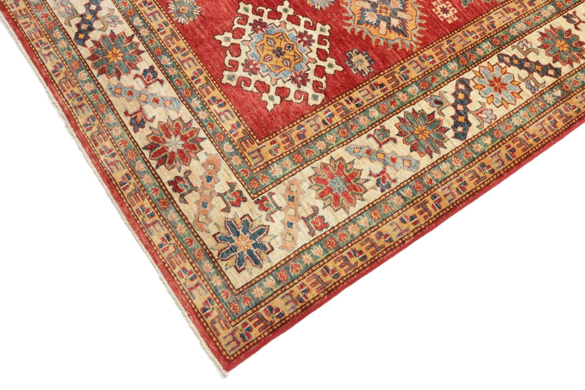 kazak-orientteppich-217-x-311cm-geometrisches-muster-handgeknupft-6 Kazak Orientteppich 217 × 311 cm aus Wolle, handgeknüpft
