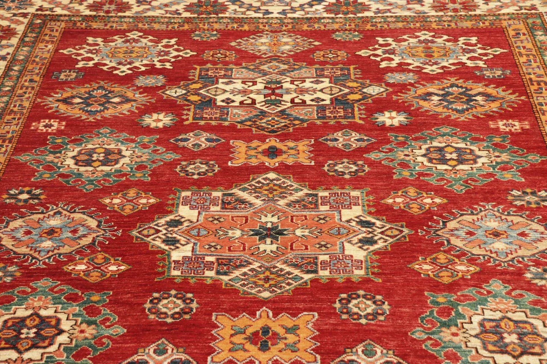 kazak-orientteppich-217-x-311cm-geometrisches-muster-handgeknupft-8 Kazak Orientteppich 217 × 311 cm aus Wolle, handgeknüpft