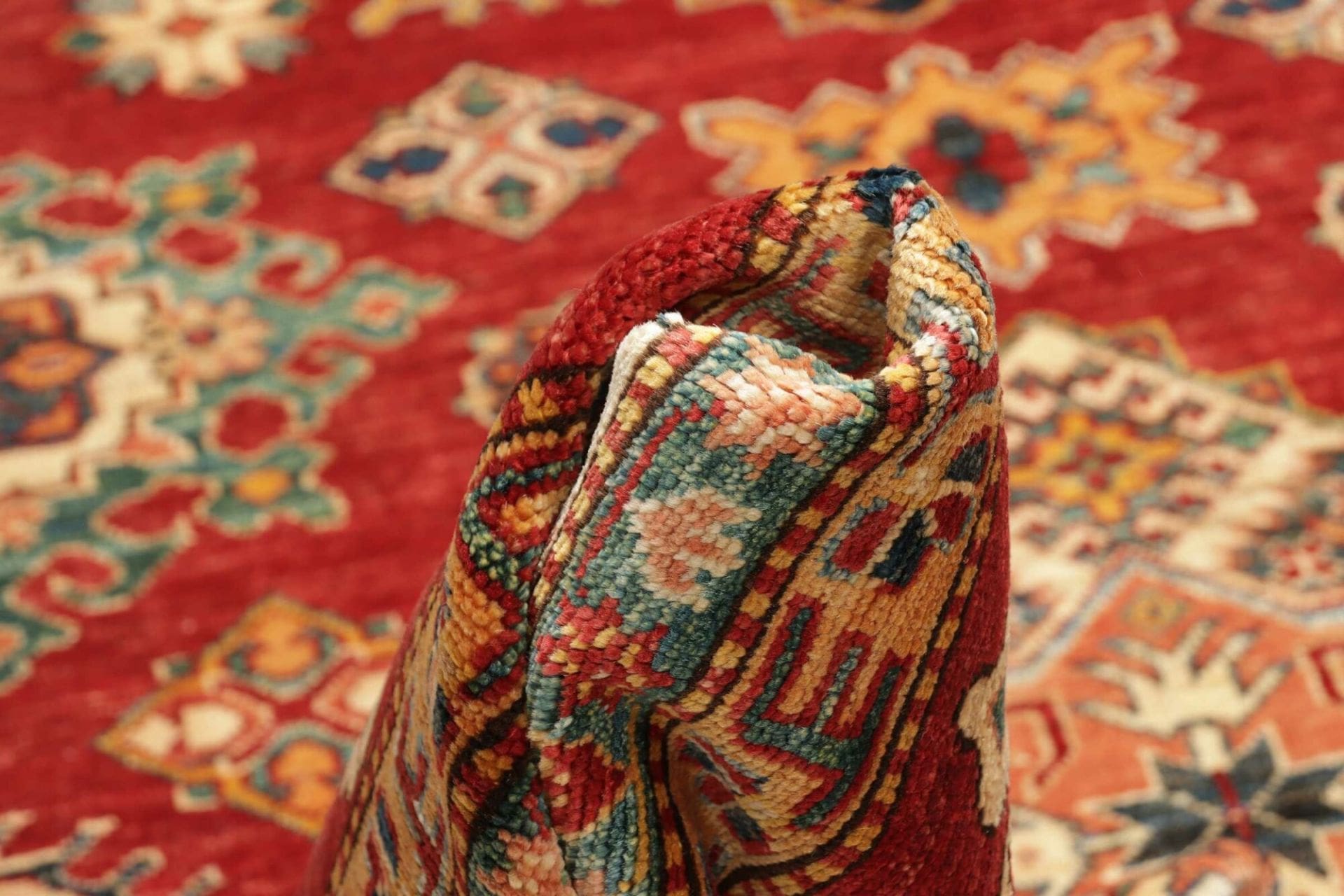 kazak-orientteppich-217-x-311cm-geometrisches-muster-handgeknupft-9 Kazak Orientteppich 217 × 311 cm aus Wolle, handgeknüpft