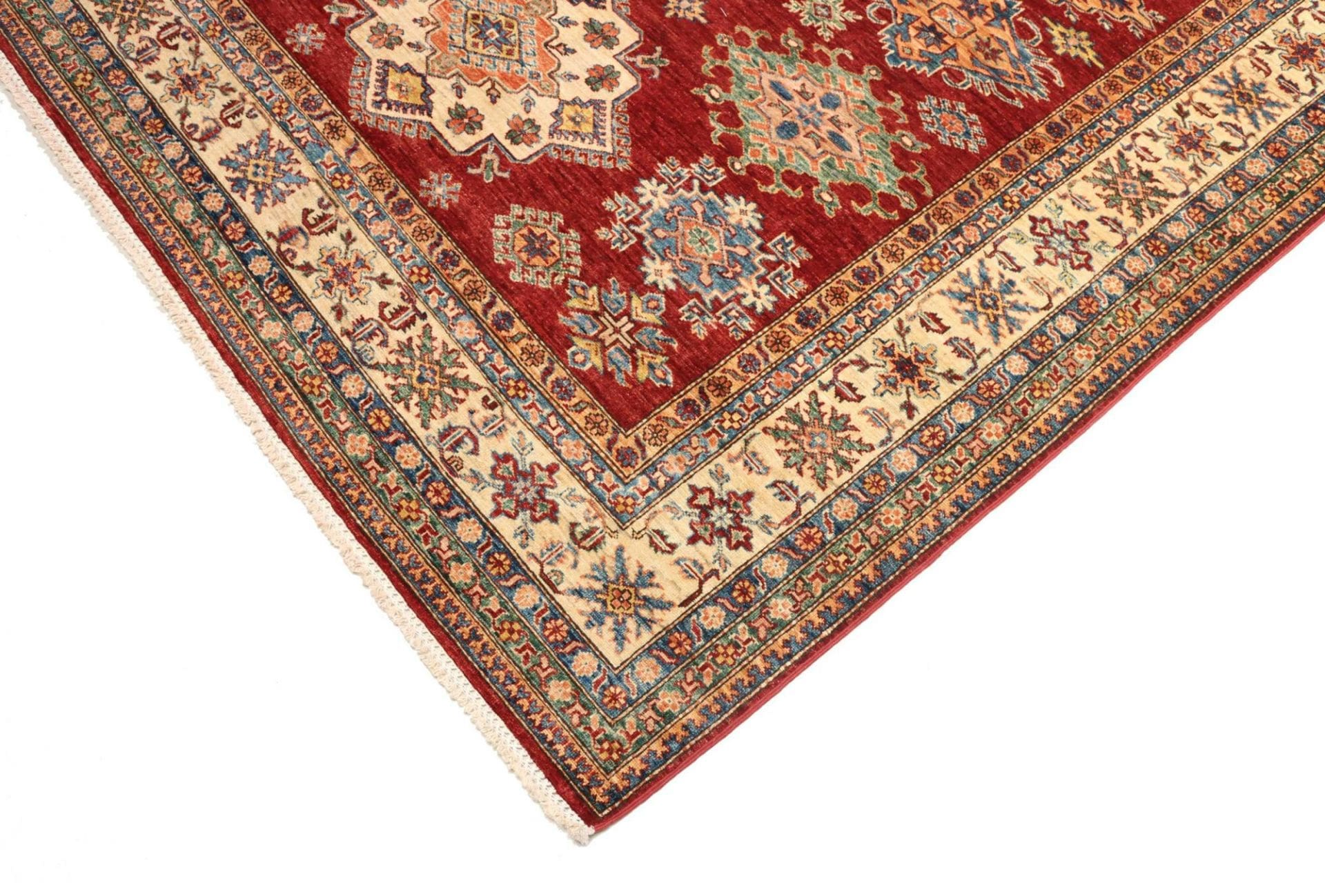 kazak-orientteppich-212-x-290cm-geometrisches-muster-handgeknupft-4 Handgeknüpfter Kazak Orientteppich, 212 × 290 cm, Wolle