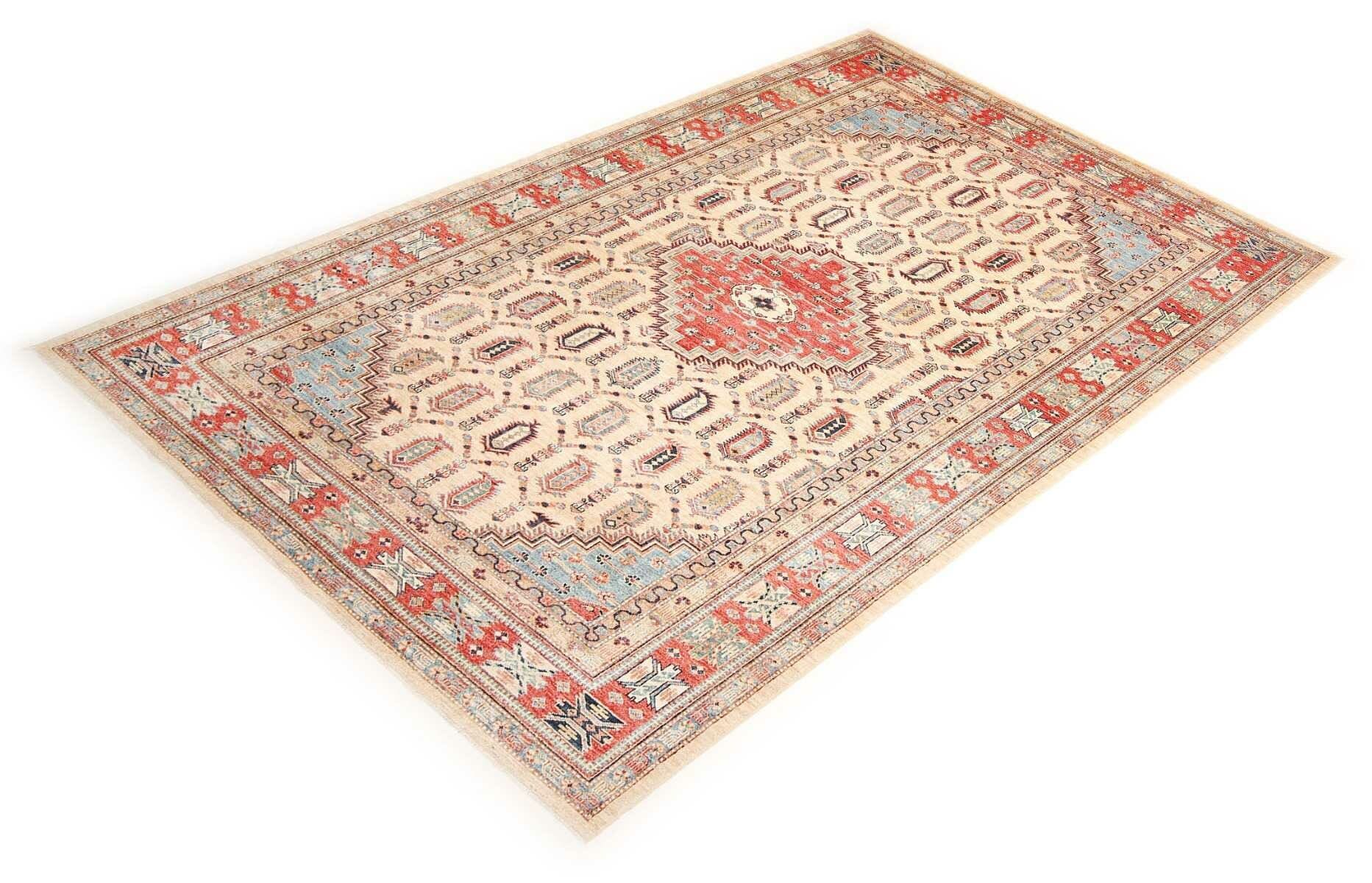 kazak-teppich-209-x-299-cm-geometrische-muster-handgeknupft Handgeknüpfter Kazak Orientteppich 209 × 299 cm