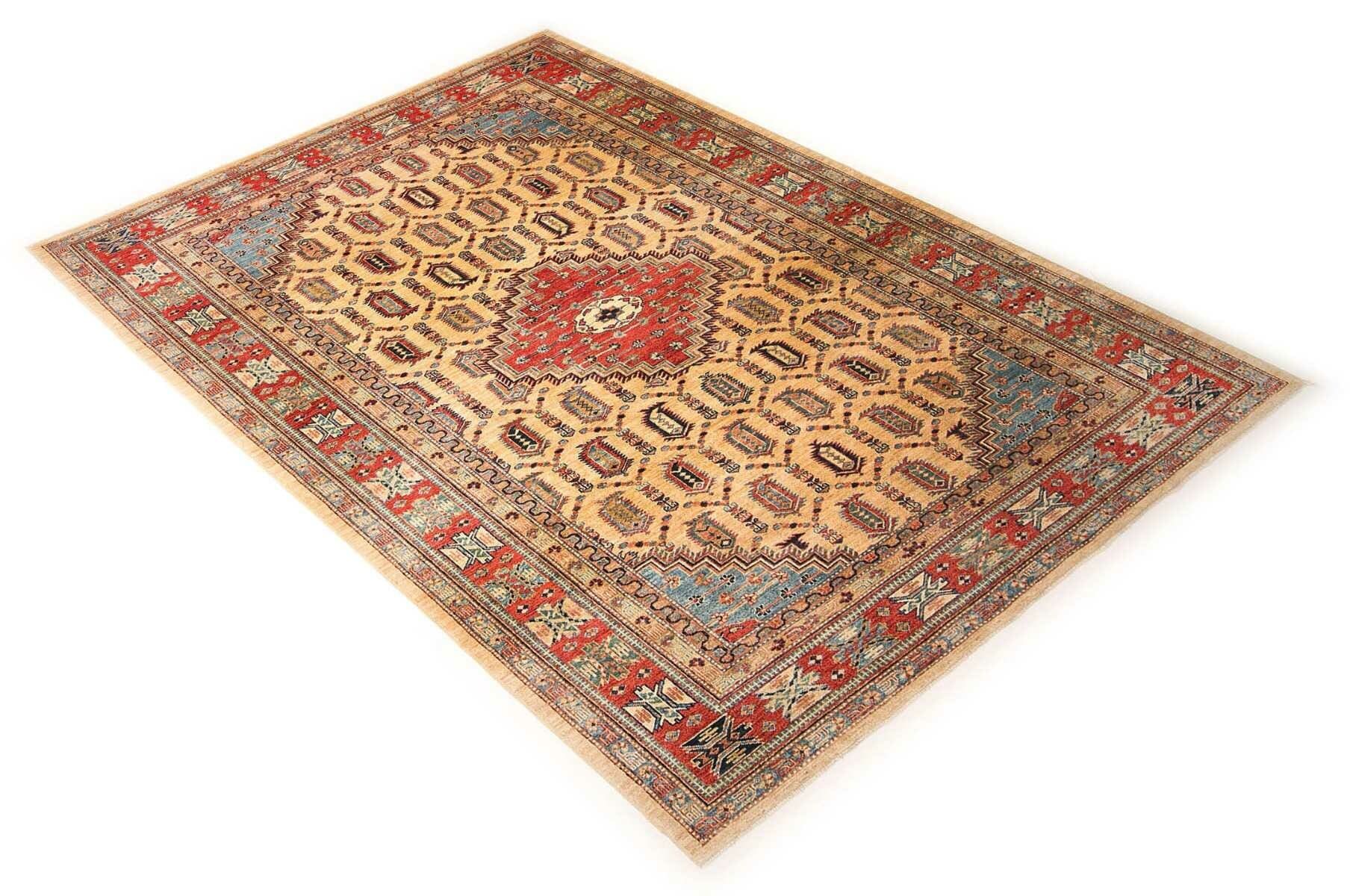 kazak-teppich-209-x-299-cm-geometrische-muster-handgeknupft-1 Handgeknüpfter Kazak Orientteppich 209 × 299 cm