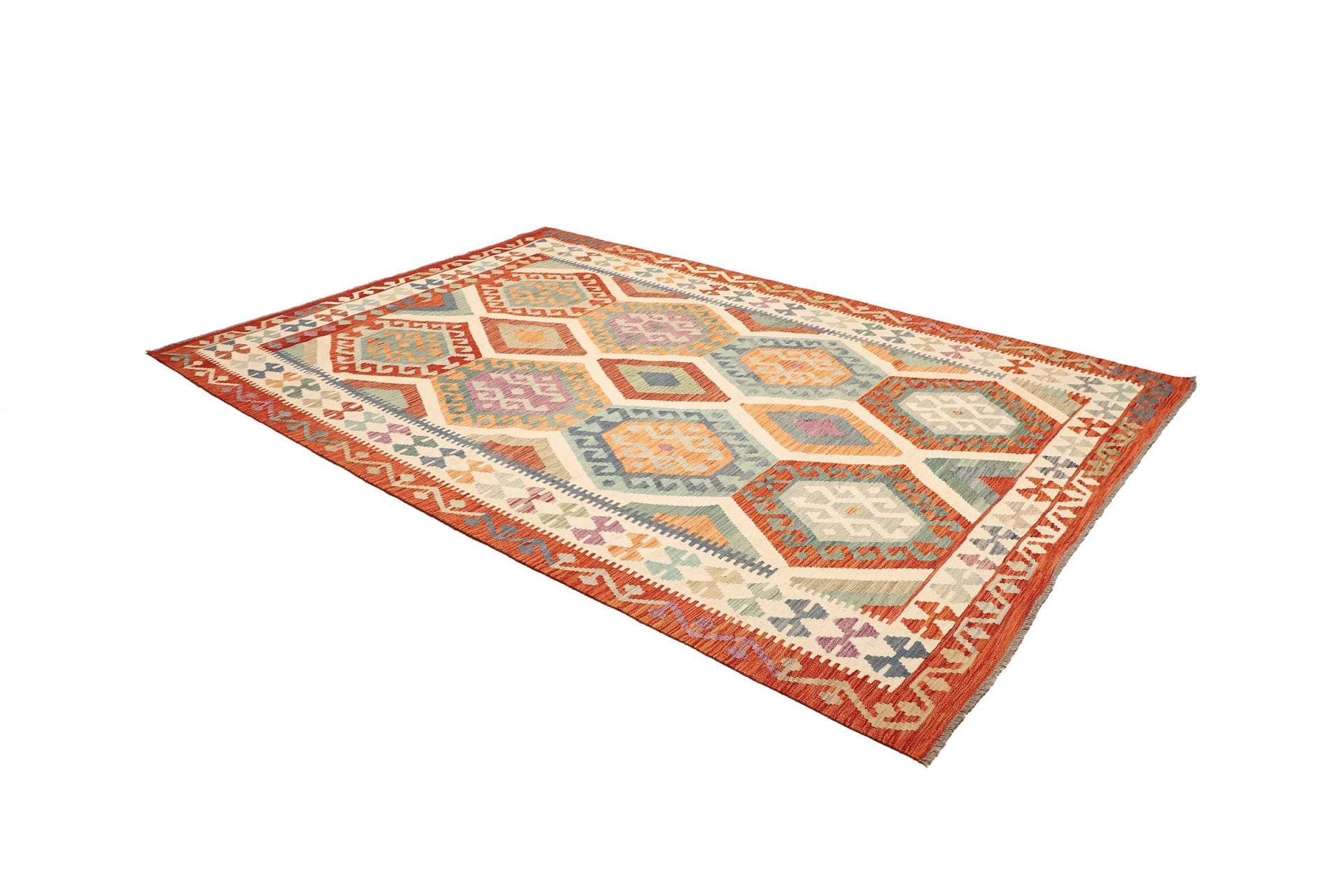 kelim-teppich-202-x-294-cm-handgewebt-rustikales-flair-2 Handgewebter Kelim, 202 × 294 cm, Wolle