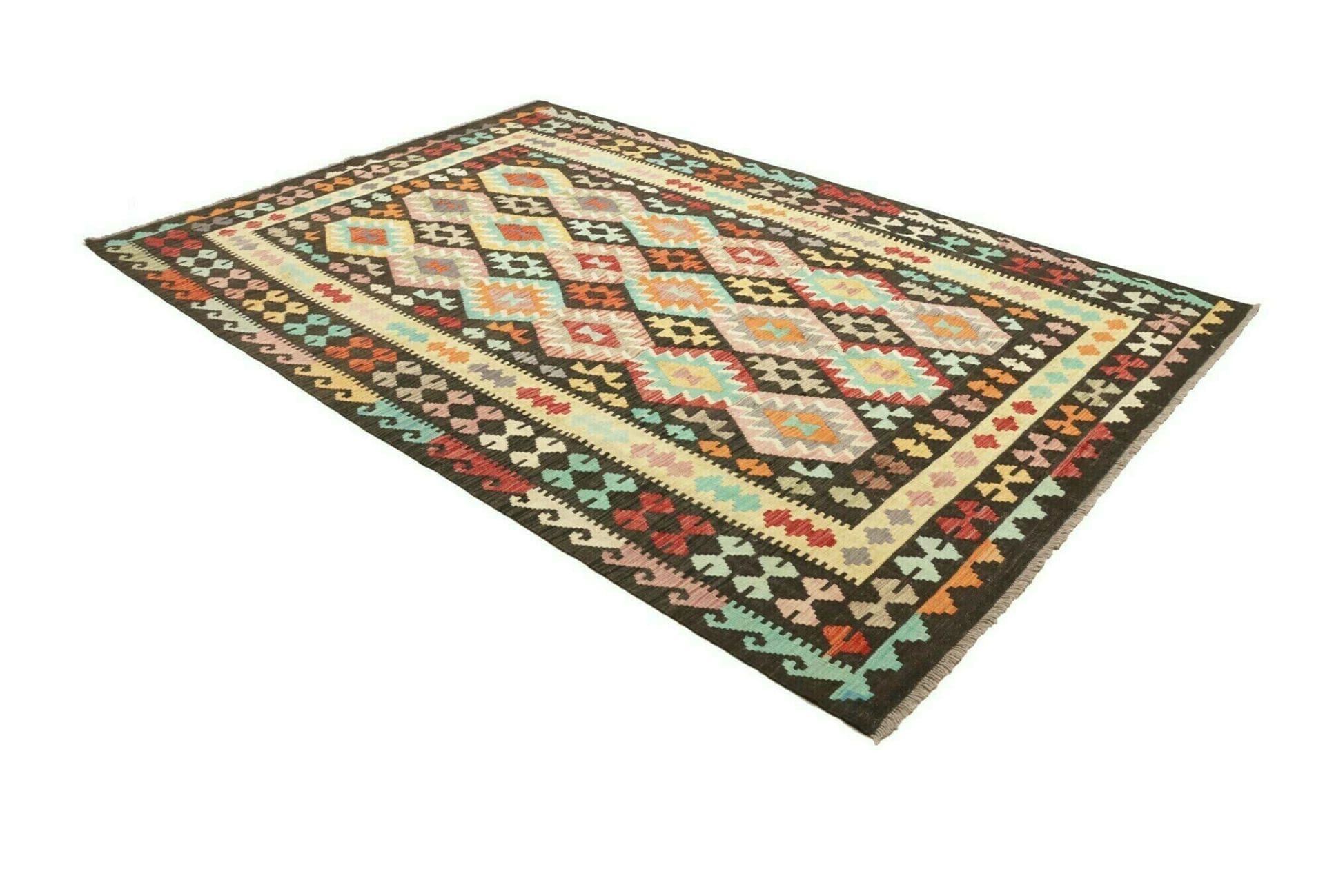 kelim-teppich-197-x-294-cm-schurwolle-handgewebt-rustikal-2 Handgewebter Kelim 197 × 294 cm