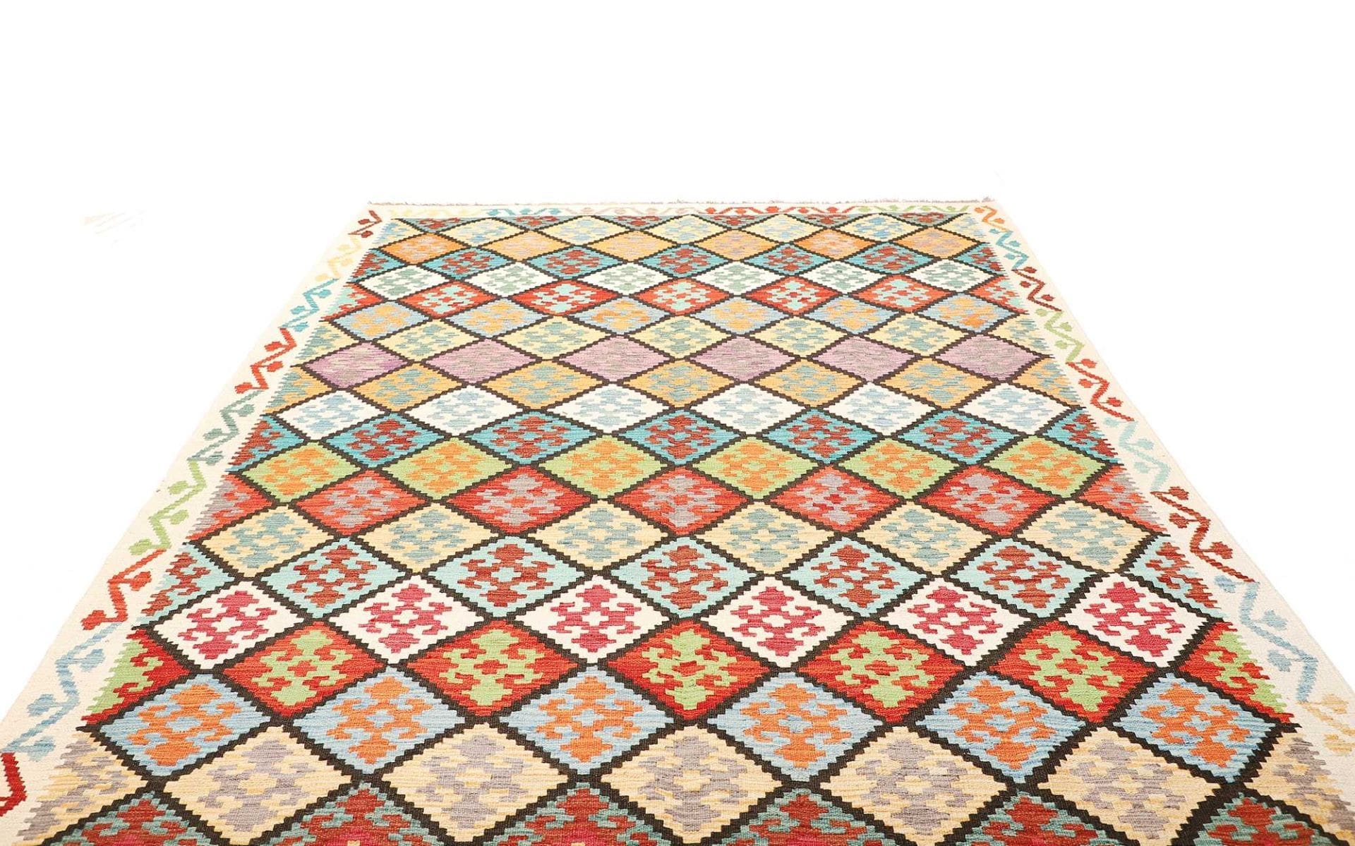 afghanischer-kelim-210-x-298cm-geometrisches-muster-handgewebt-1 Handgewebter Kelim 210 × 298 cm