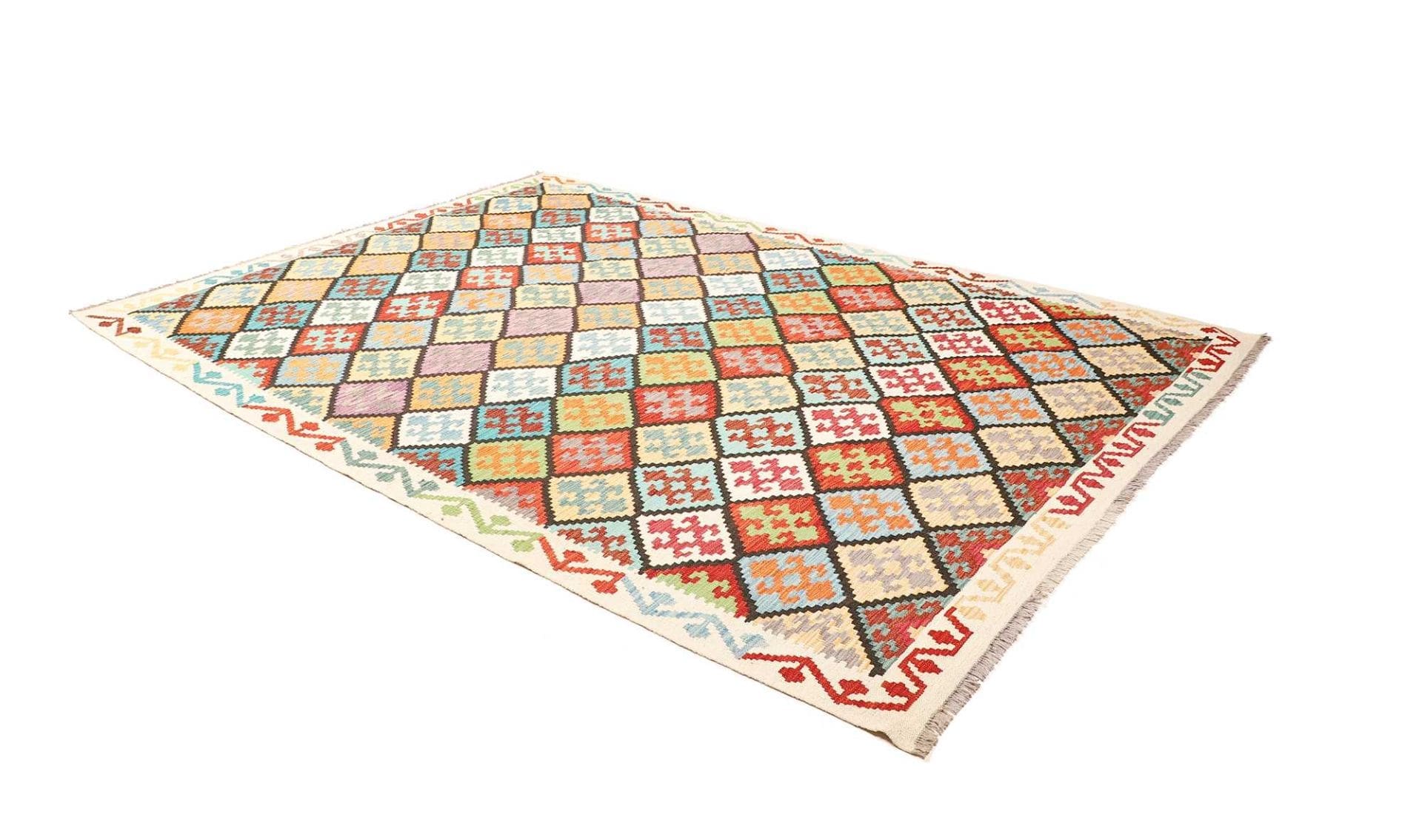 afghanischer-kelim-210-x-298cm-geometrisches-muster-handgewebt-2 Handgewebter Kelim 210 × 298 cm
