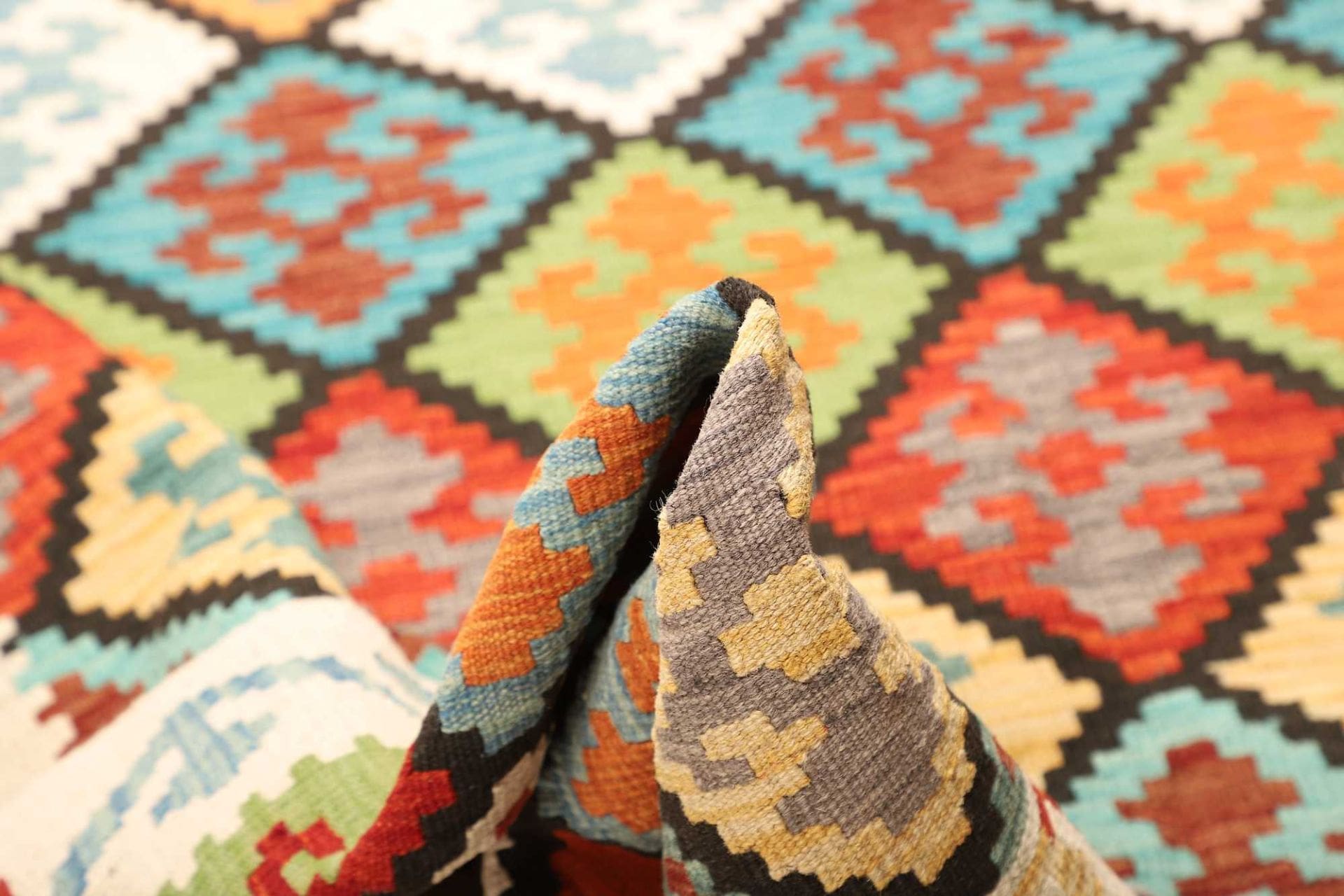 afghanischer-kelim-210-x-298cm-geometrisches-muster-handgewebt-5 Handgewebter Kelim 210 × 298 cm