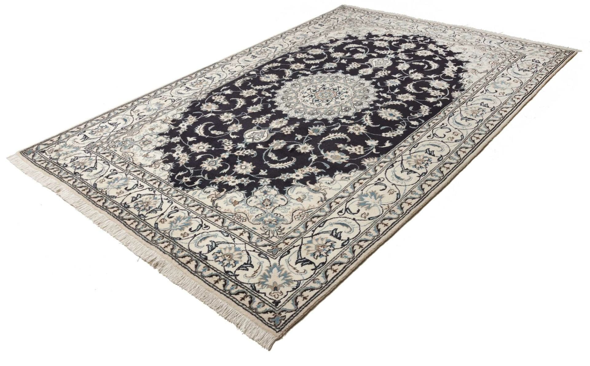 nain-teppich-199-x-302cm-florale-muster-handgeknupft-perserteppich-1 Handgeknüpfter Nain Perserteppich, 199 × 302 cm, Wolle