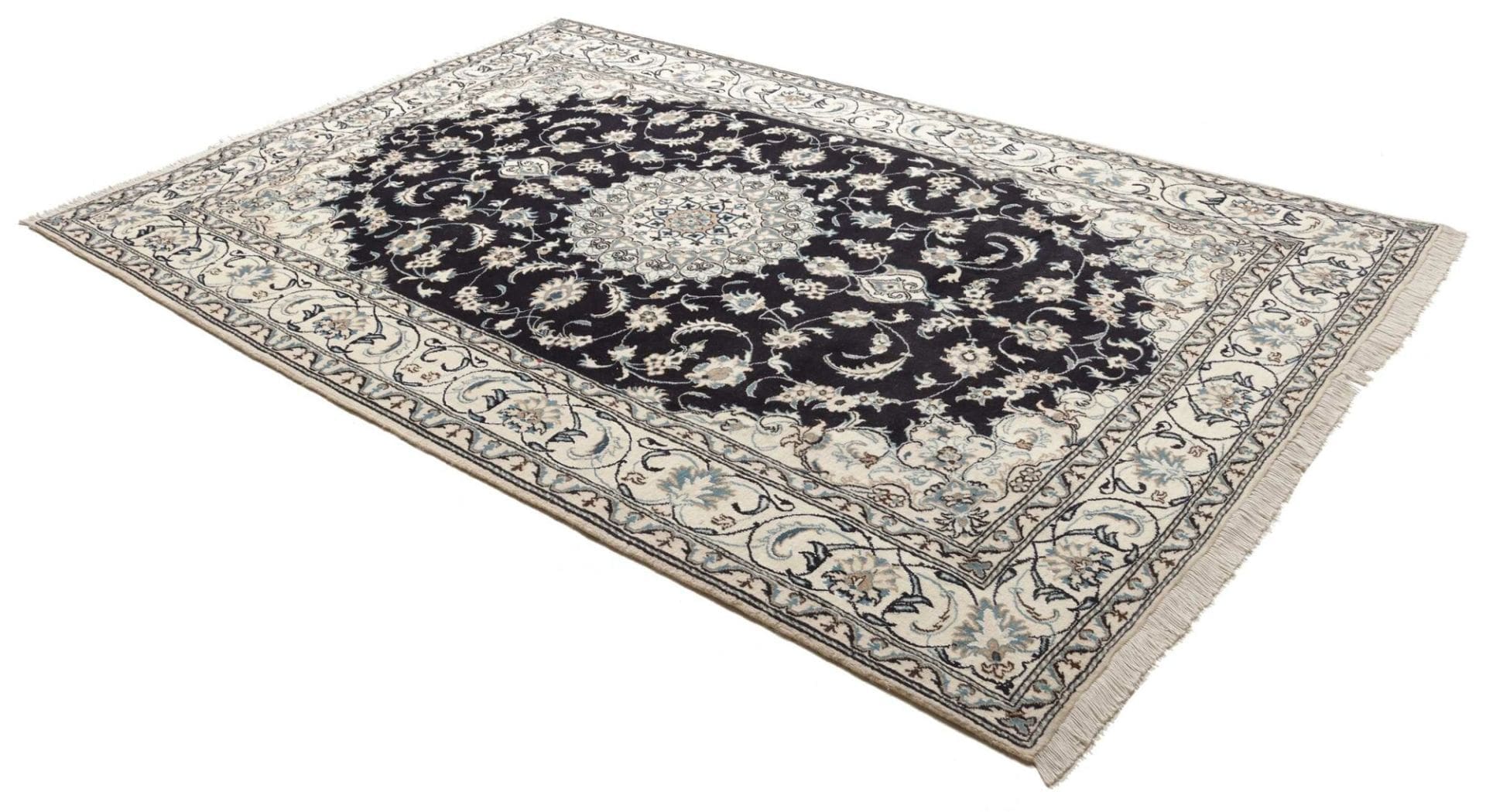 nain-teppich-199-x-302cm-florale-muster-handgeknupft-perserteppich-2 Handgeknüpfter Nain Perserteppich, 199 × 302 cm, Wolle