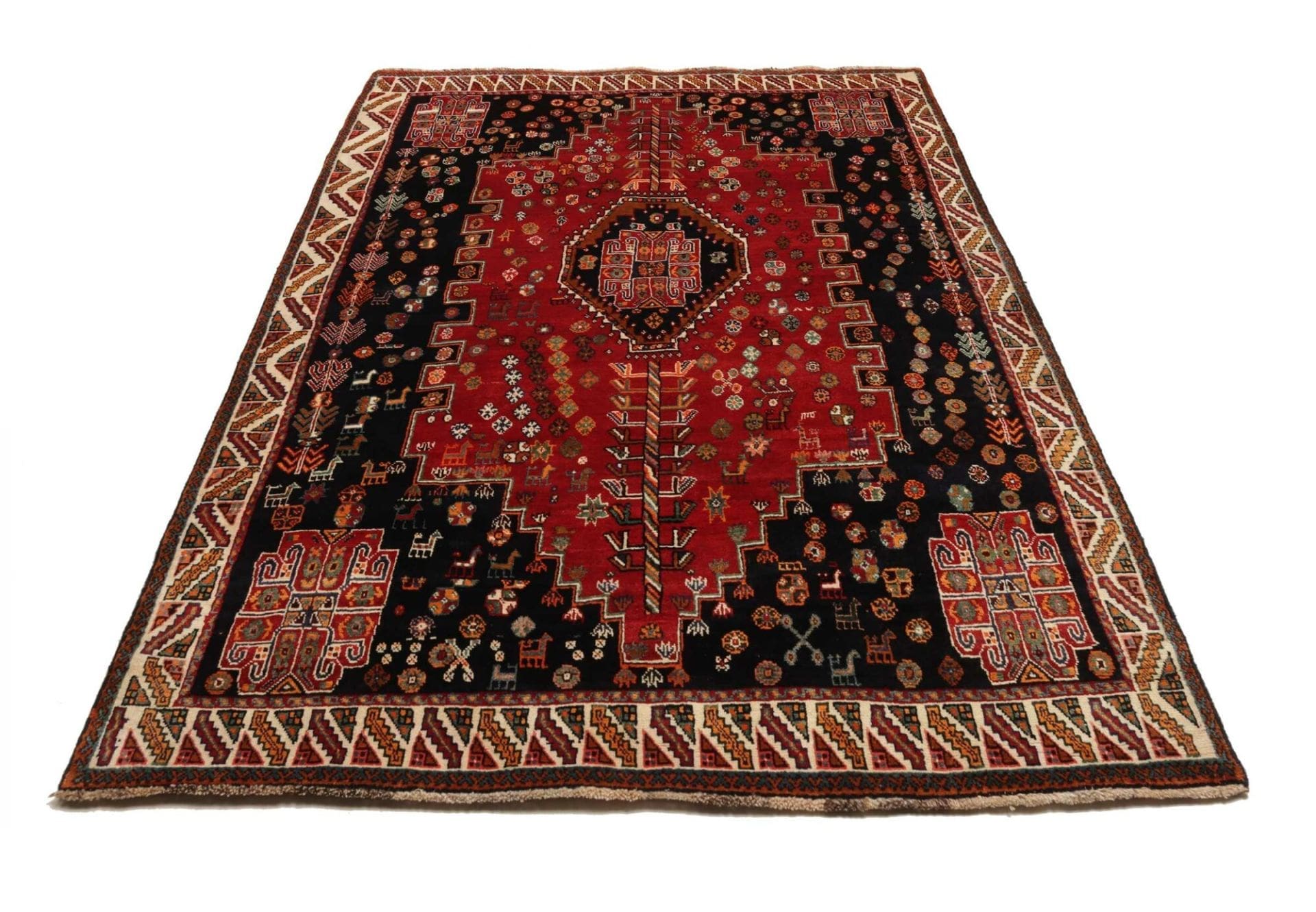Handgeknüpfter Shiraz Perserteppich, 173 × 258 cm, Wolle