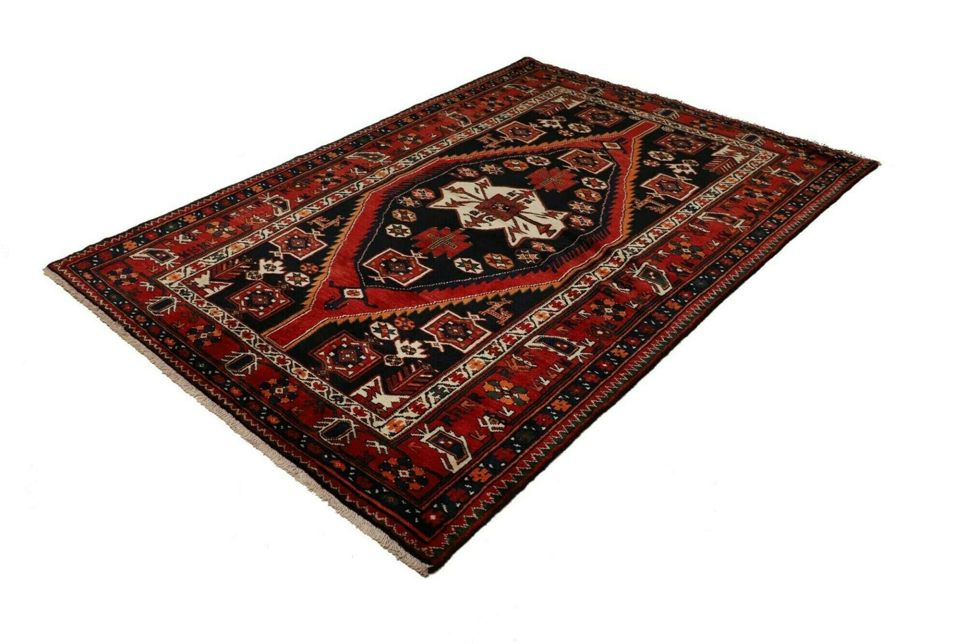 Handgeknüpfter Hamadan Herati Perserteppich, 155 × 216 cm, Wolle