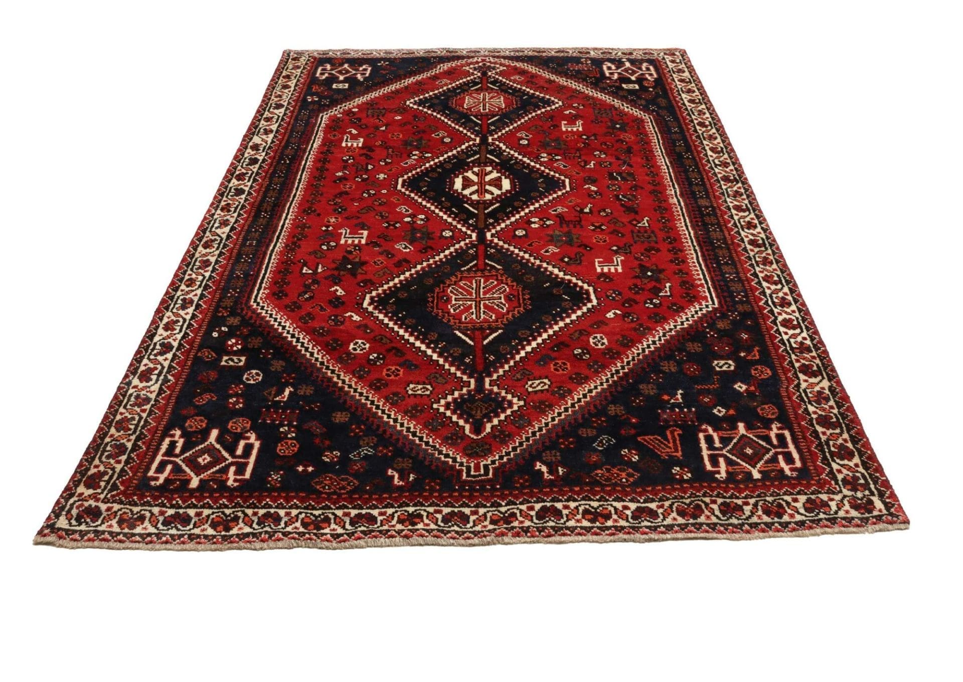 Handgeknüpfter Shiraz Perserteppich, 167 × 252 cm, Wolle