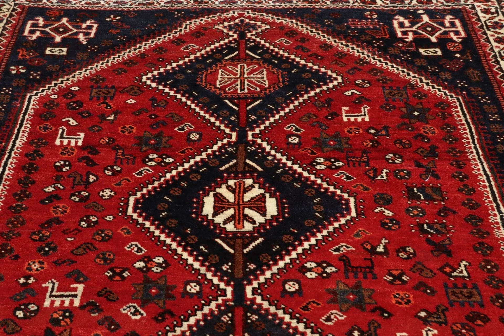 Handgeknüpfter Shiraz Perserteppich, 167 × 252 cm, Wolle