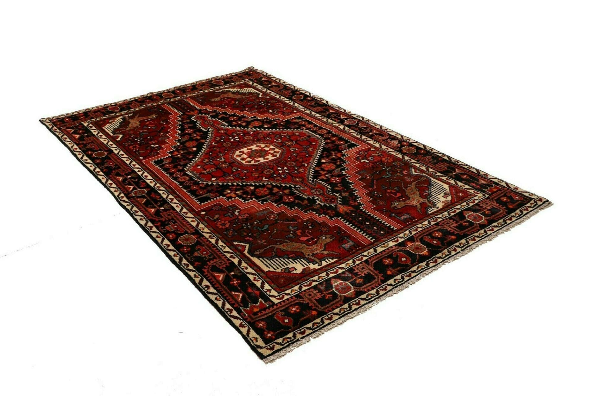 Handgeknüpfter Hamadan Perserteppich, 143 × 220 cm, Wolle