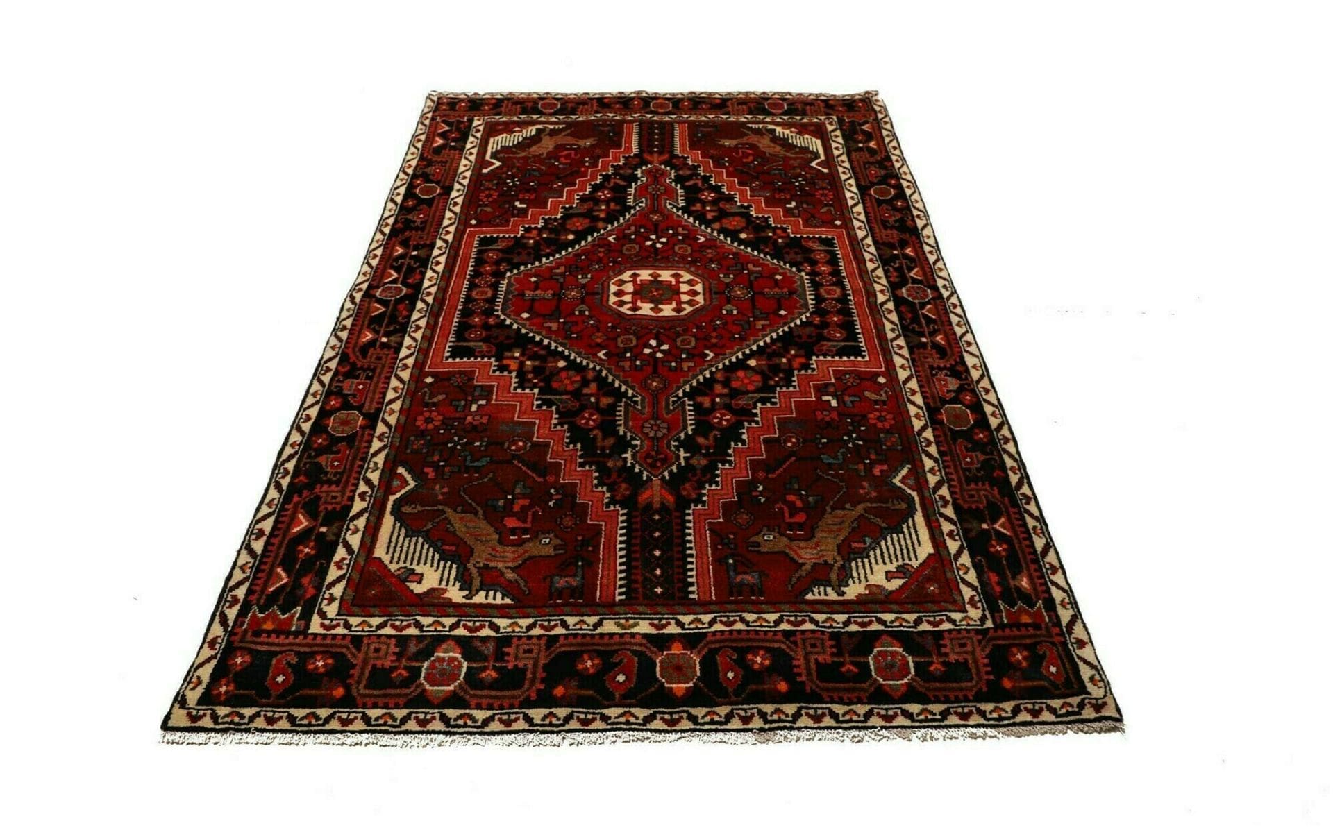 Handgeknüpfter Hamadan Perserteppich, 143 × 220 cm, Wolle