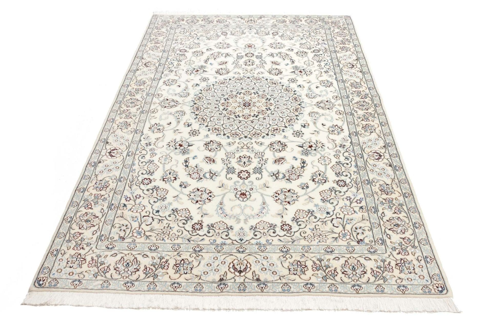 nain-teppich-157-x-242-cm-florale-muster-handgeknupft-perserteppich-3 Handgeknüpfter Nain Perserteppich, 157 × 242 cm, Wolle