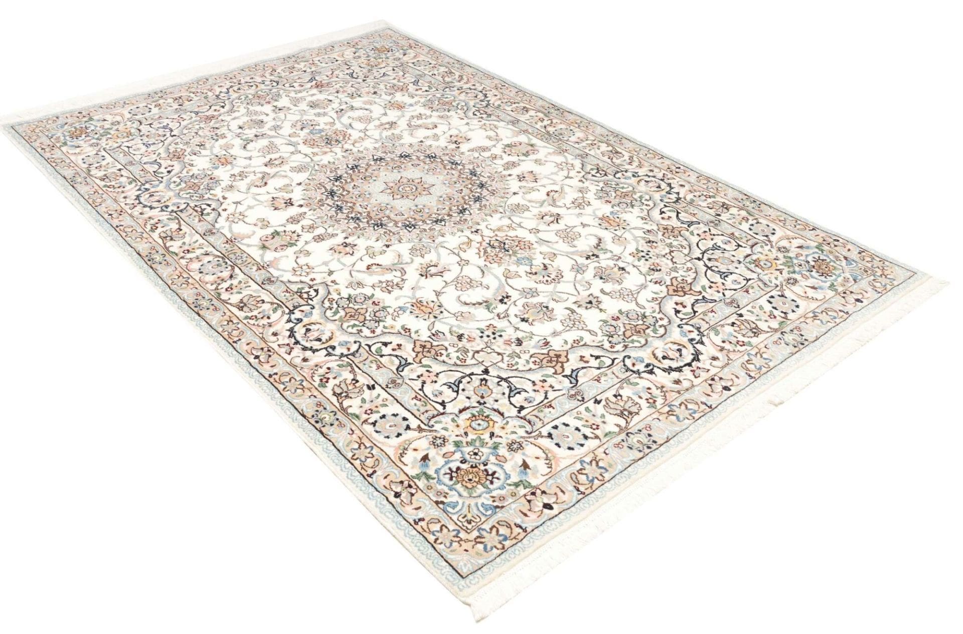 nain-teppich-160-x-247cm-florales-muster-handgeknupft-perserteppich-2 Nain Perserteppich 160 × 247 cm aus Wolle, handgeknüpft