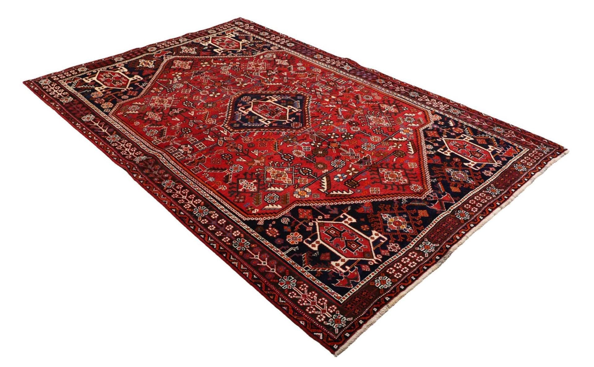 shiraz-teppich-163-x-252cm-wolle-geometrisches-muster-handgeknupft-2 Shiraz Perserteppich 163 × 252 cm aus Wolle, handgeknüpft