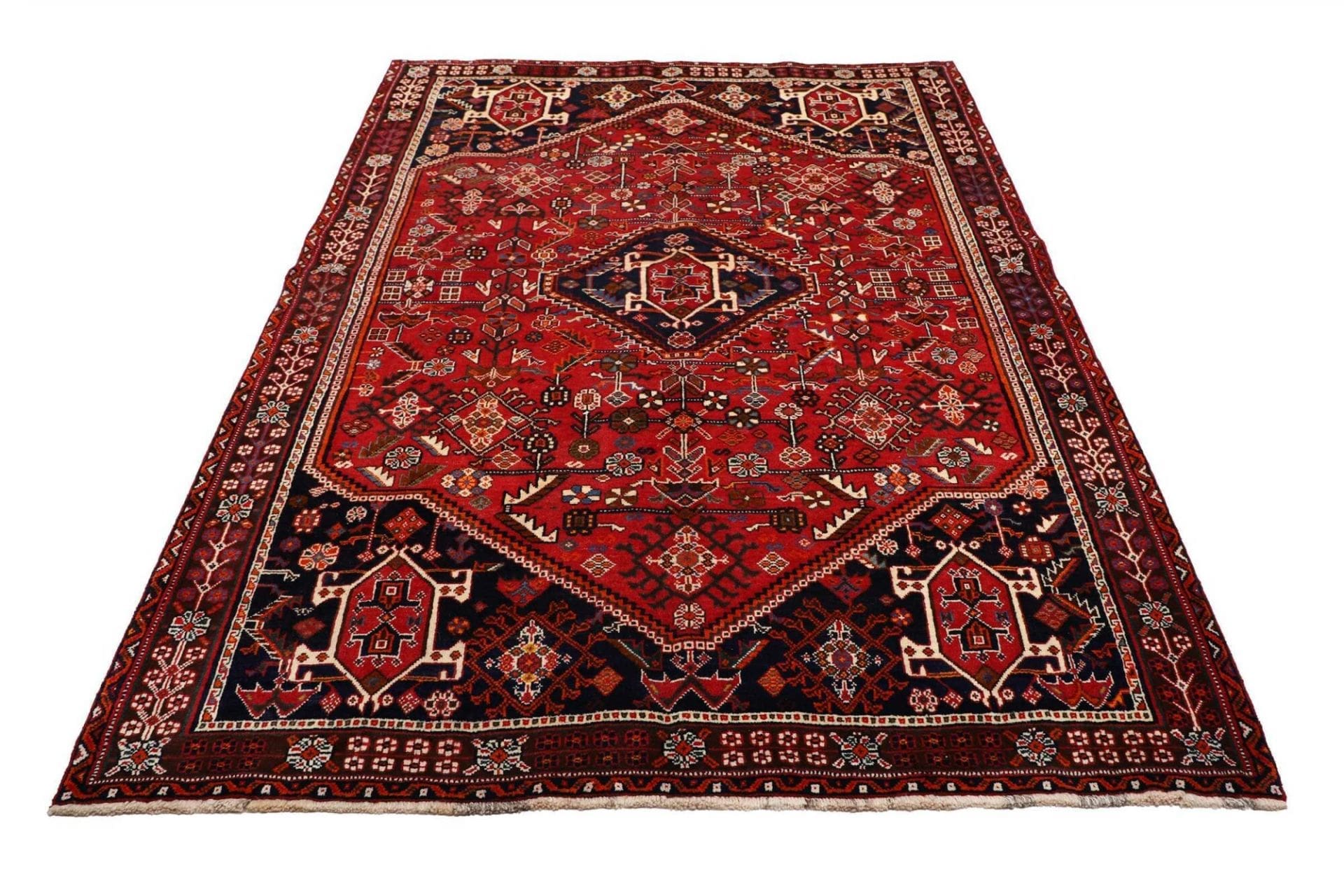 shiraz-teppich-163-x-252cm-wolle-geometrisches-muster-handgeknupft-3 Shiraz Perserteppich 163 × 252 cm aus Wolle, handgeknüpft
