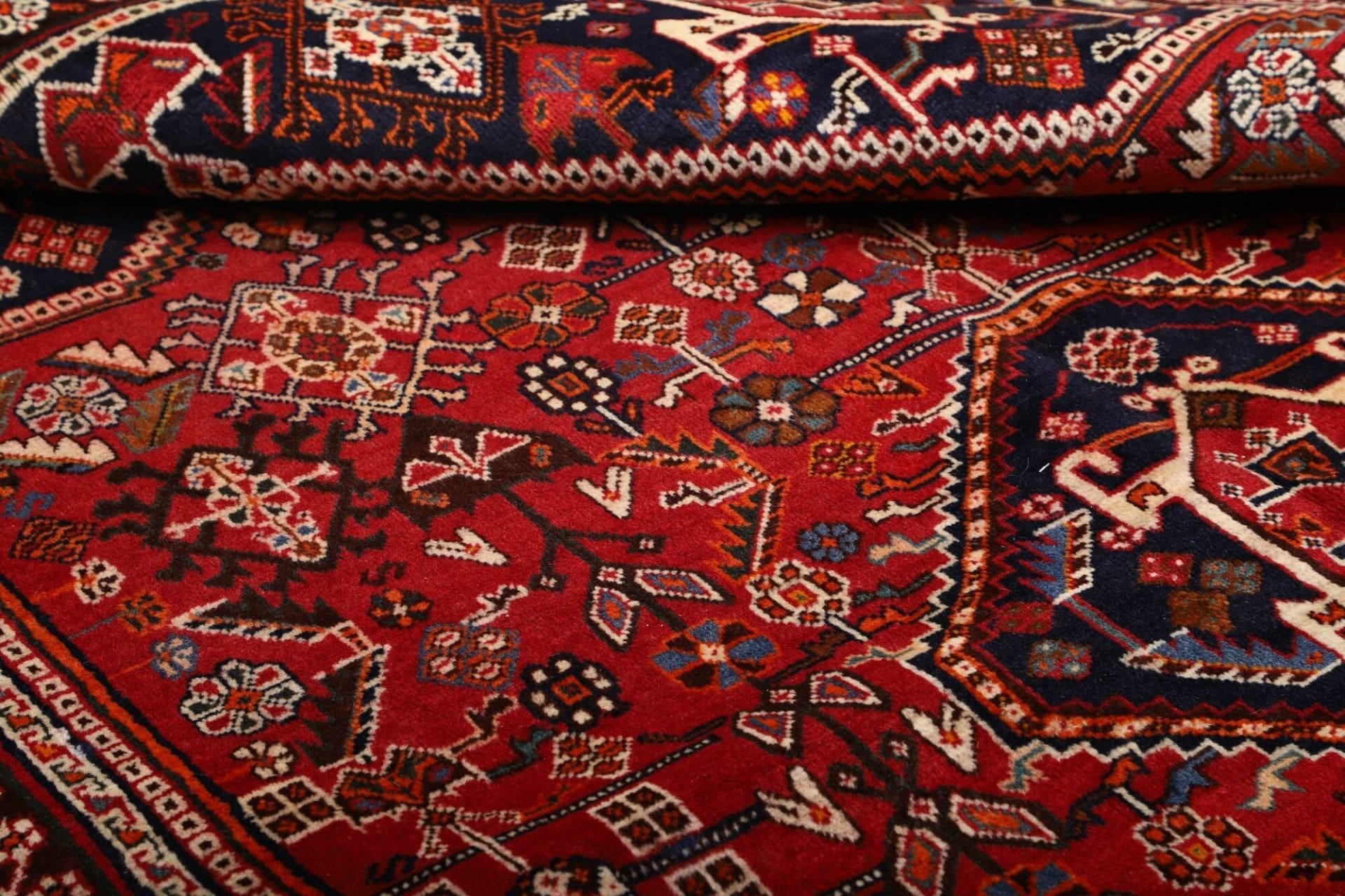 shiraz-teppich-163-x-252cm-wolle-geometrisches-muster-handgeknupft-9 Shiraz Perserteppich 163 × 252 cm aus Wolle, handgeknüpft