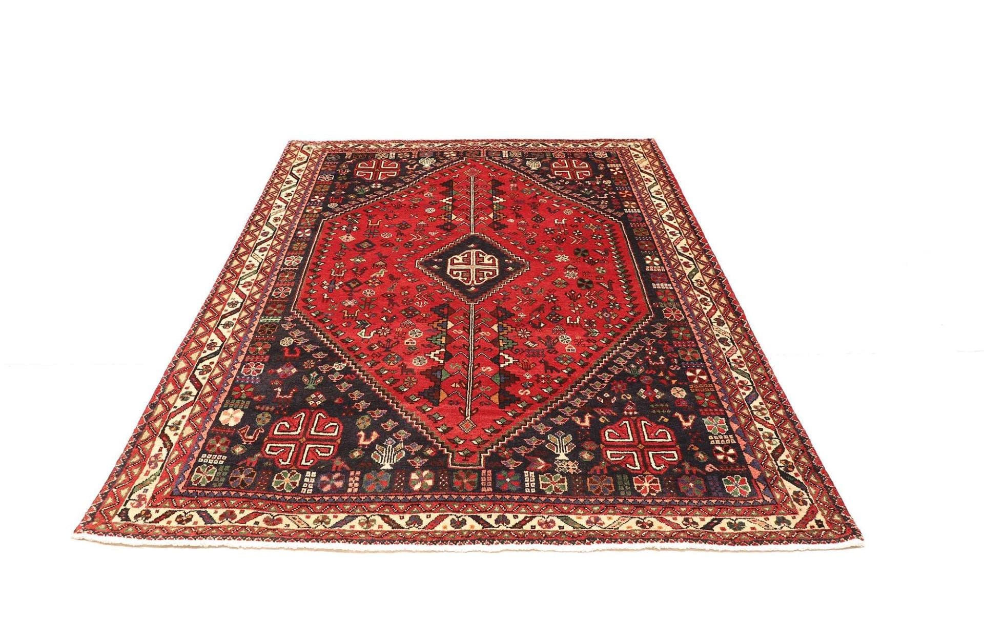 Handgeknüpfter Shiraz Perserteppich, 165 × 230 cm, Wolle