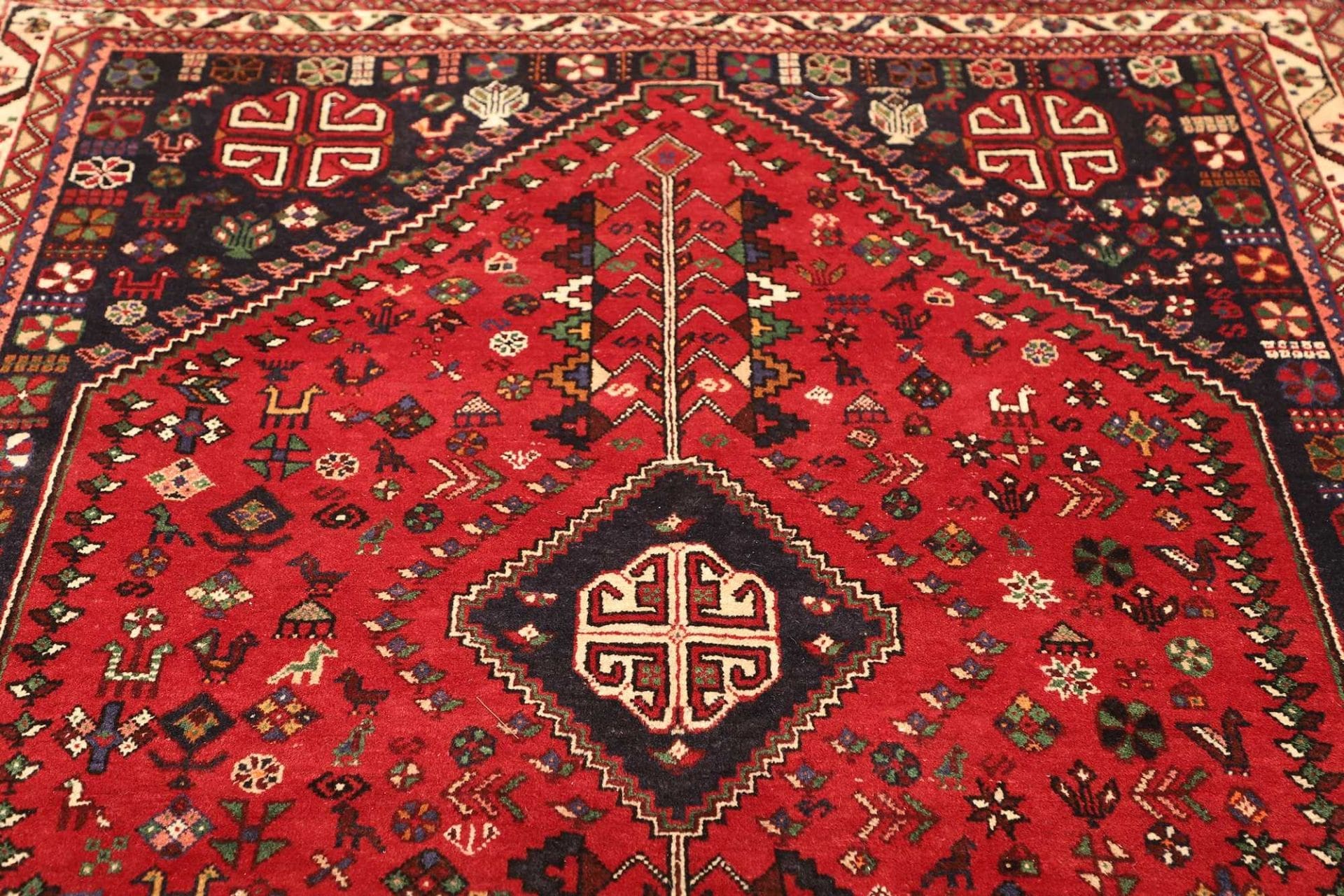 Handgeknüpfter Shiraz Perserteppich, 165 × 230 cm, Wolle