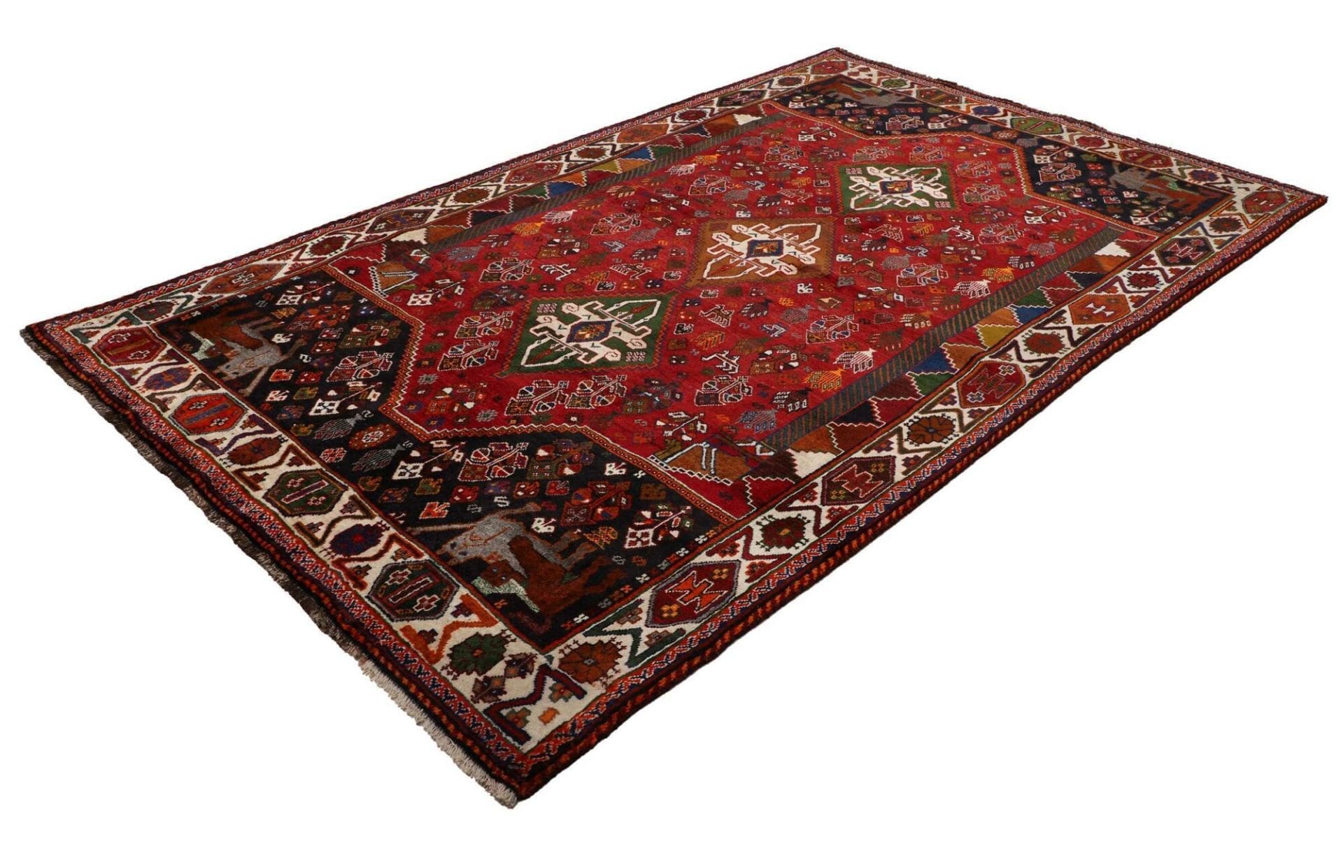 Handgeknüpfter Shiraz Perserteppich, 173 × 275 cm, Wolle