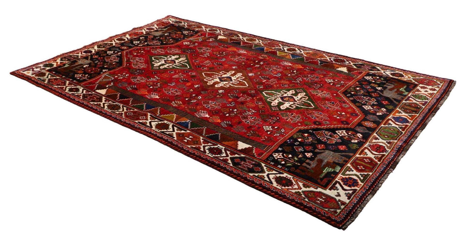 Handgeknüpfter Shiraz Perserteppich, 173 × 275 cm, Wolle