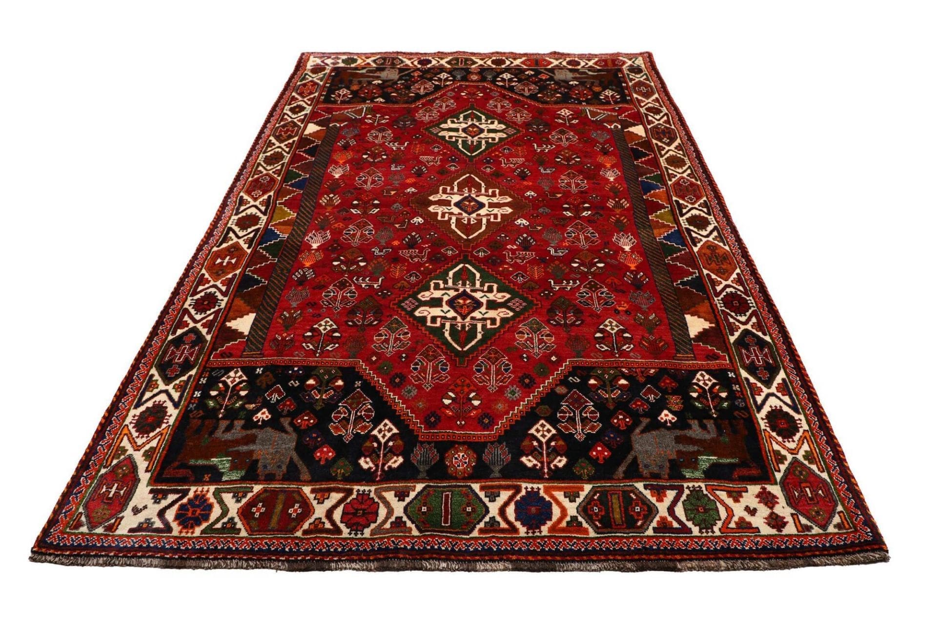 Handgeknüpfter Shiraz Perserteppich, 173 × 275 cm, Wolle
