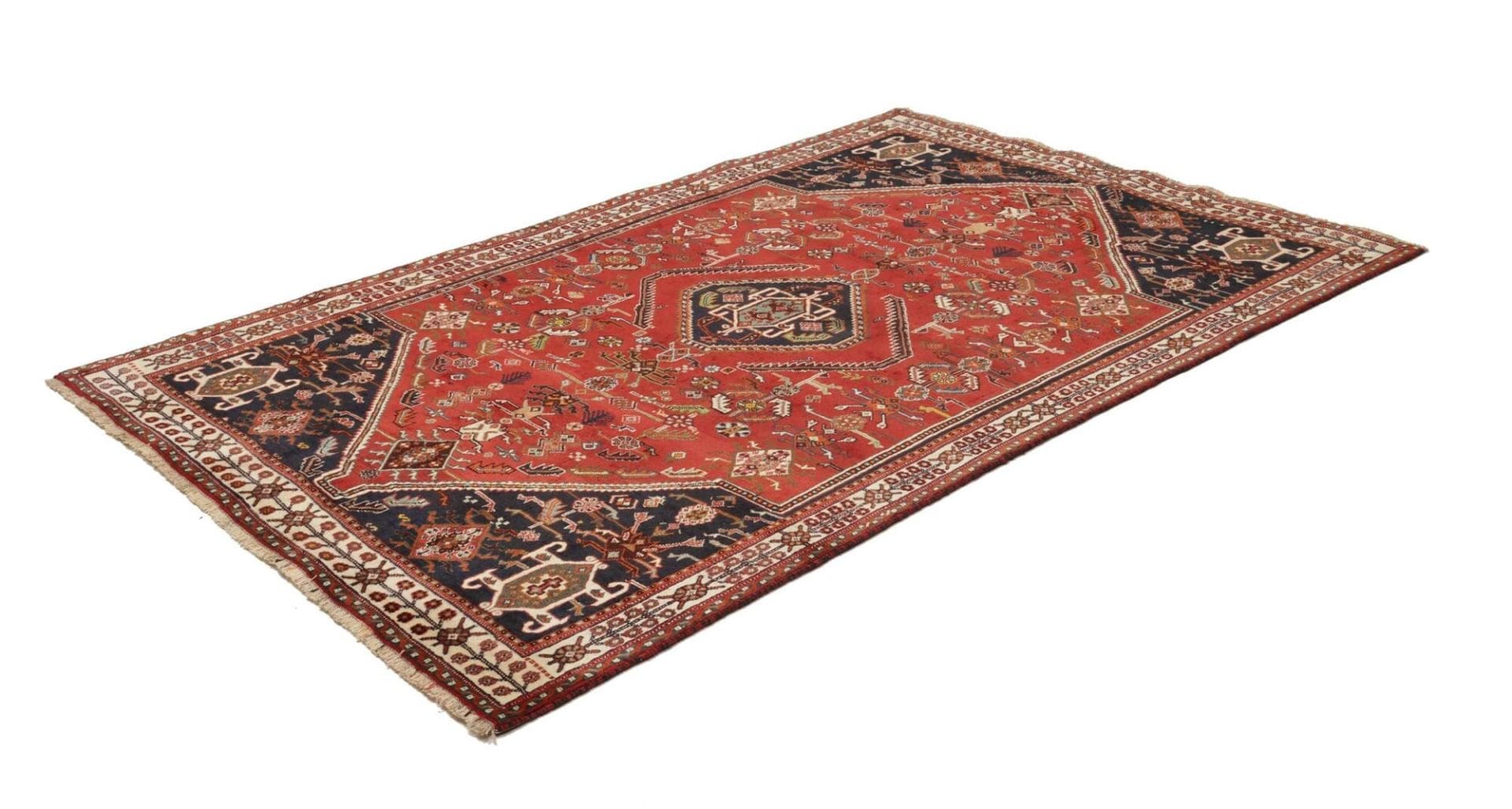 shiraz-teppich-161-x-246-cm-wolle-geometrisches-muster-handgeknupft-1 Handgeknüpfter Shiraz Perserteppich 161 × 246 cm