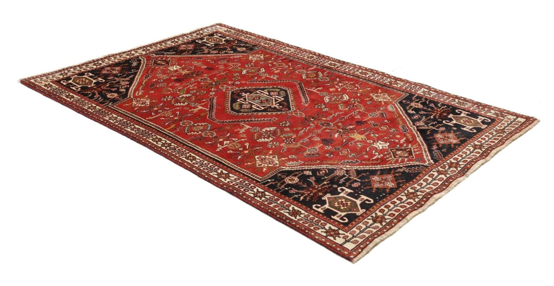 shiraz-teppich-161-x-246-cm-wolle-geometrisches-muster-handgeknupft-2 Handgeknüpfter Shiraz Perserteppich 161 × 246 cm