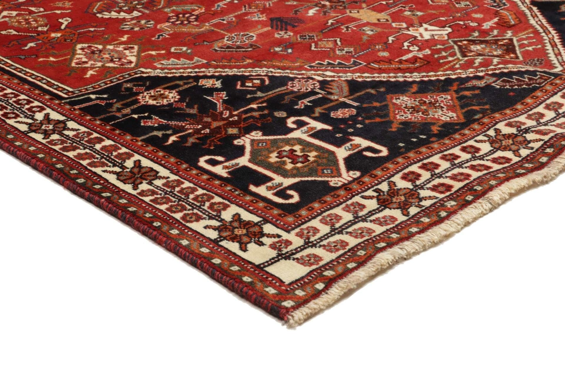 shiraz-teppich-161-x-246-cm-wolle-geometrisches-muster-handgeknupft-4 Handgeknüpfter Shiraz Perserteppich 161 × 246 cm