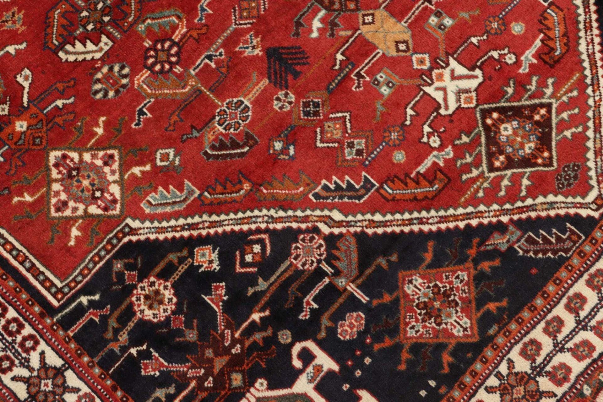 shiraz-teppich-161-x-246-cm-wolle-geometrisches-muster-handgeknupft-5 Handgeknüpfter Shiraz Perserteppich 161 × 246 cm