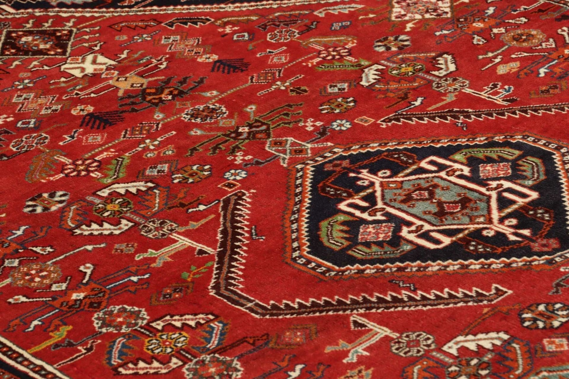 shiraz-teppich-161-x-246-cm-wolle-geometrisches-muster-handgeknupft-7 Handgeknüpfter Shiraz Perserteppich 161 × 246 cm