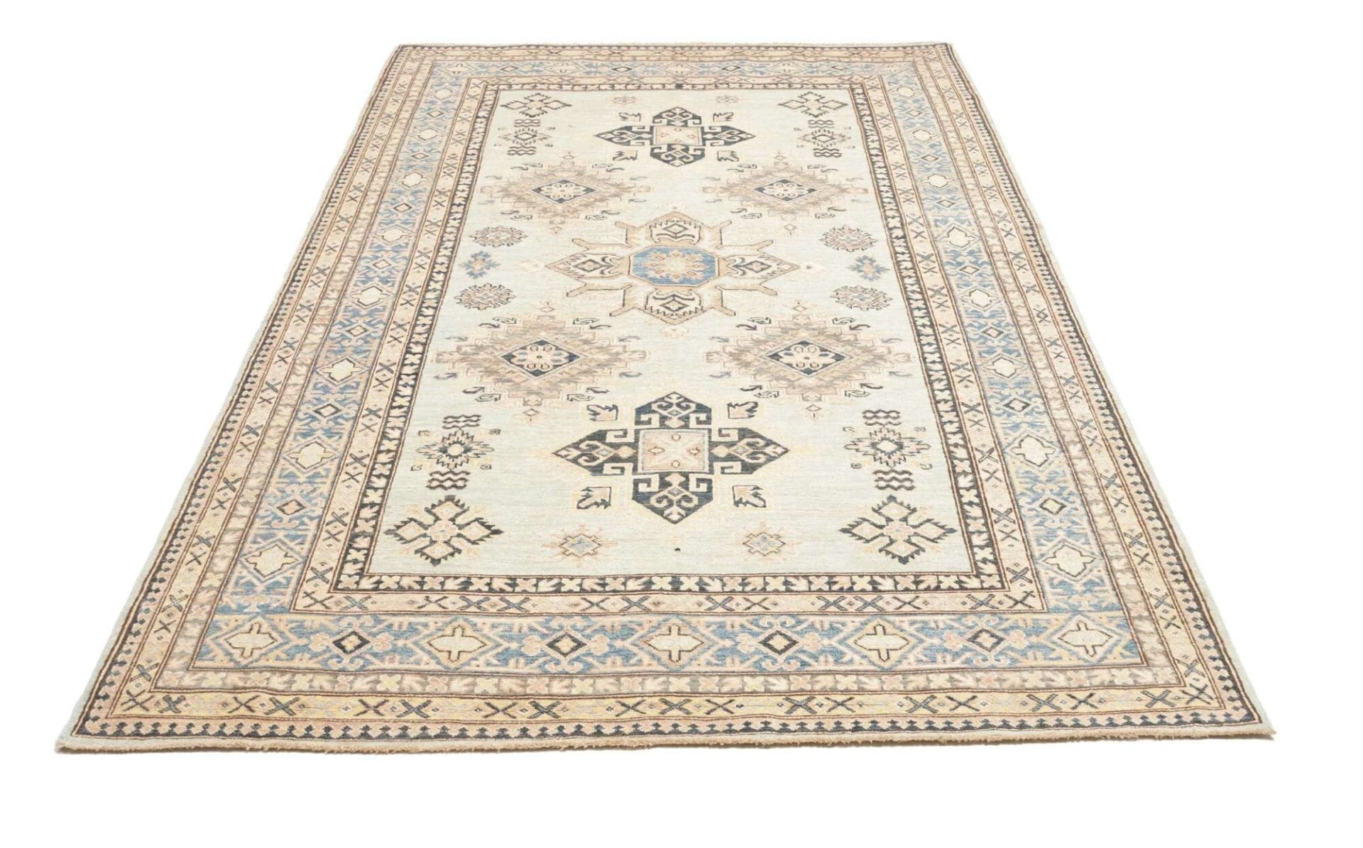 kazak-teppich-168-x-247-cm-handgeknupft-geometrische-muster-orientteppich-3 Handgeknüpfter Kazak Orientteppich, 168 × 247 cm, Wolle