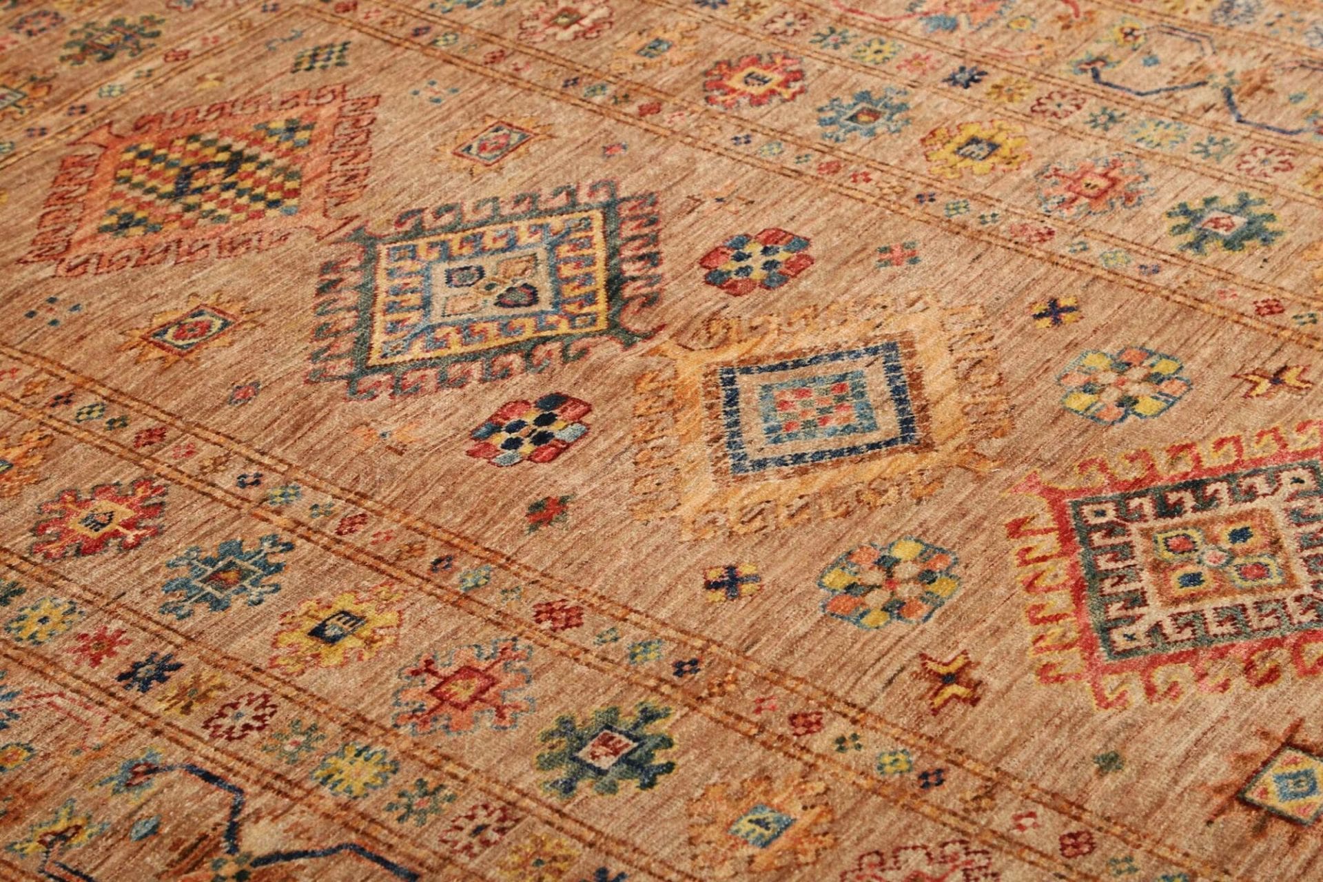 kazak-teppich-152-x-211-cm-geometrisches-muster-handgeknupft-5 Handgeknüpfter Kazak Orientteppich, 152 × 211 cm, Wolle