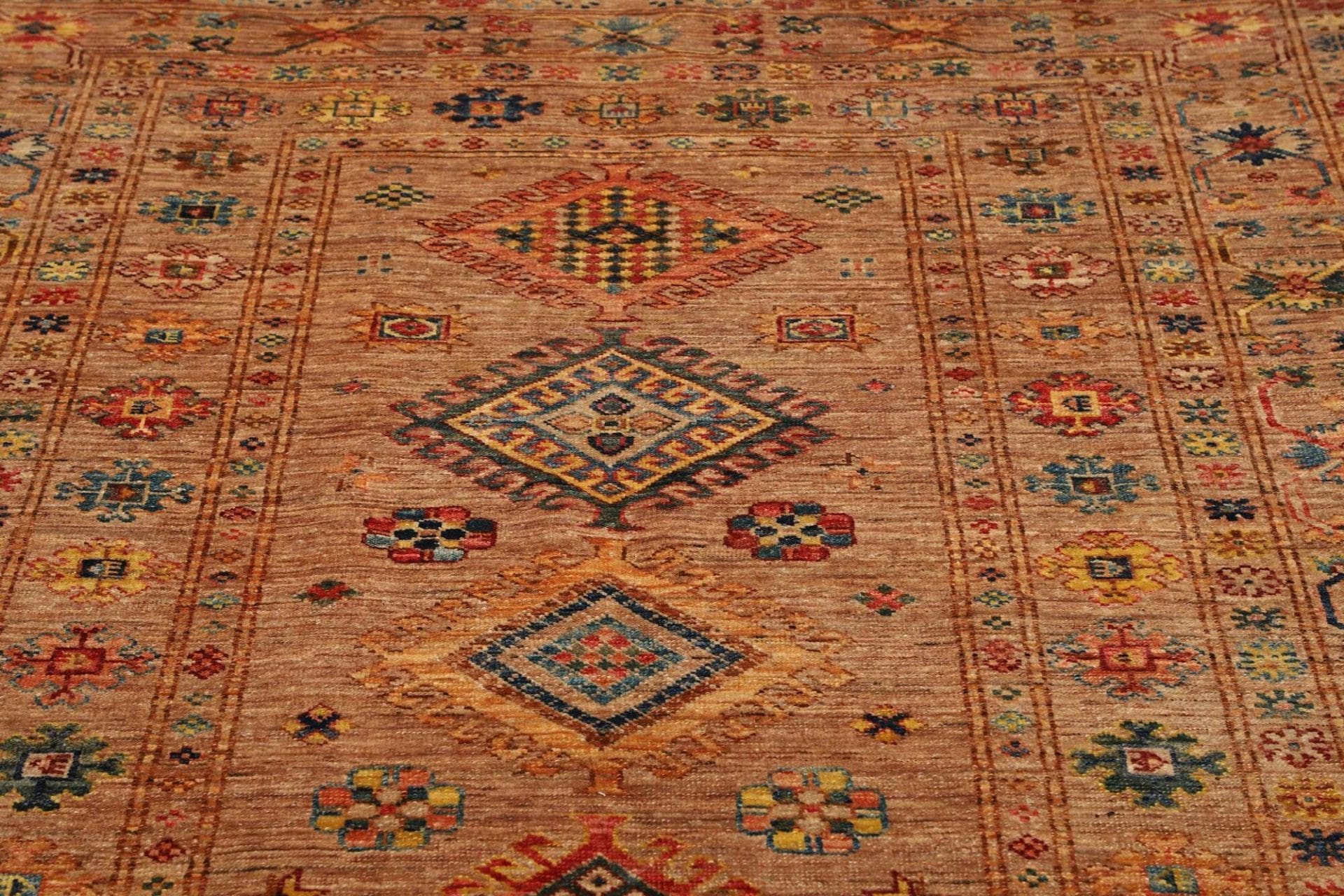 kazak-teppich-152-x-211-cm-geometrisches-muster-handgeknupft-6 Handgeknüpfter Kazak Orientteppich, 152 × 211 cm, Wolle