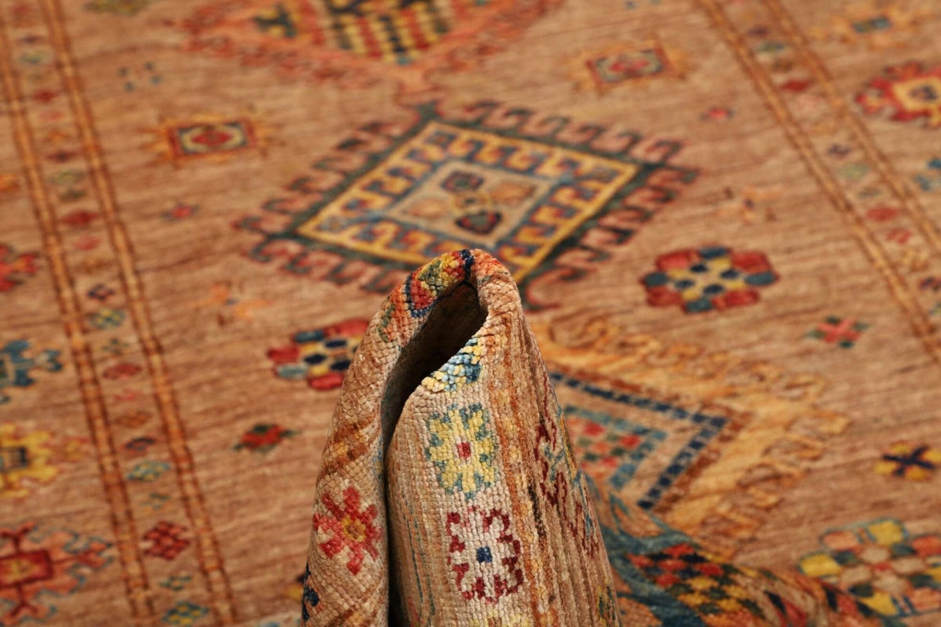kazak-teppich-152-x-211-cm-geometrisches-muster-handgeknupft-7 Handgeknüpfter Kazak Orientteppich, 152 × 211 cm, Wolle