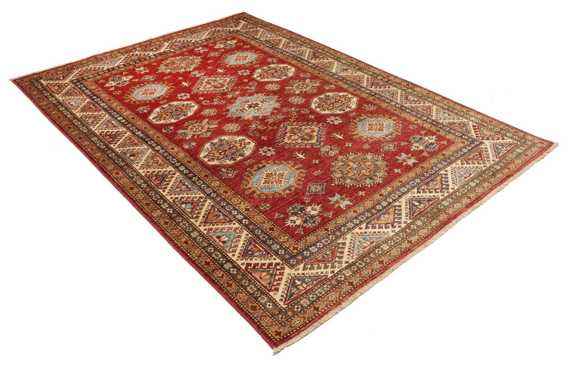 kazak-teppich-175-x-246cm-geometrisches-muster-handgeknupft-2 Handgeknüpfter Kazak Orientteppich, 175 × 246 cm, Wolle