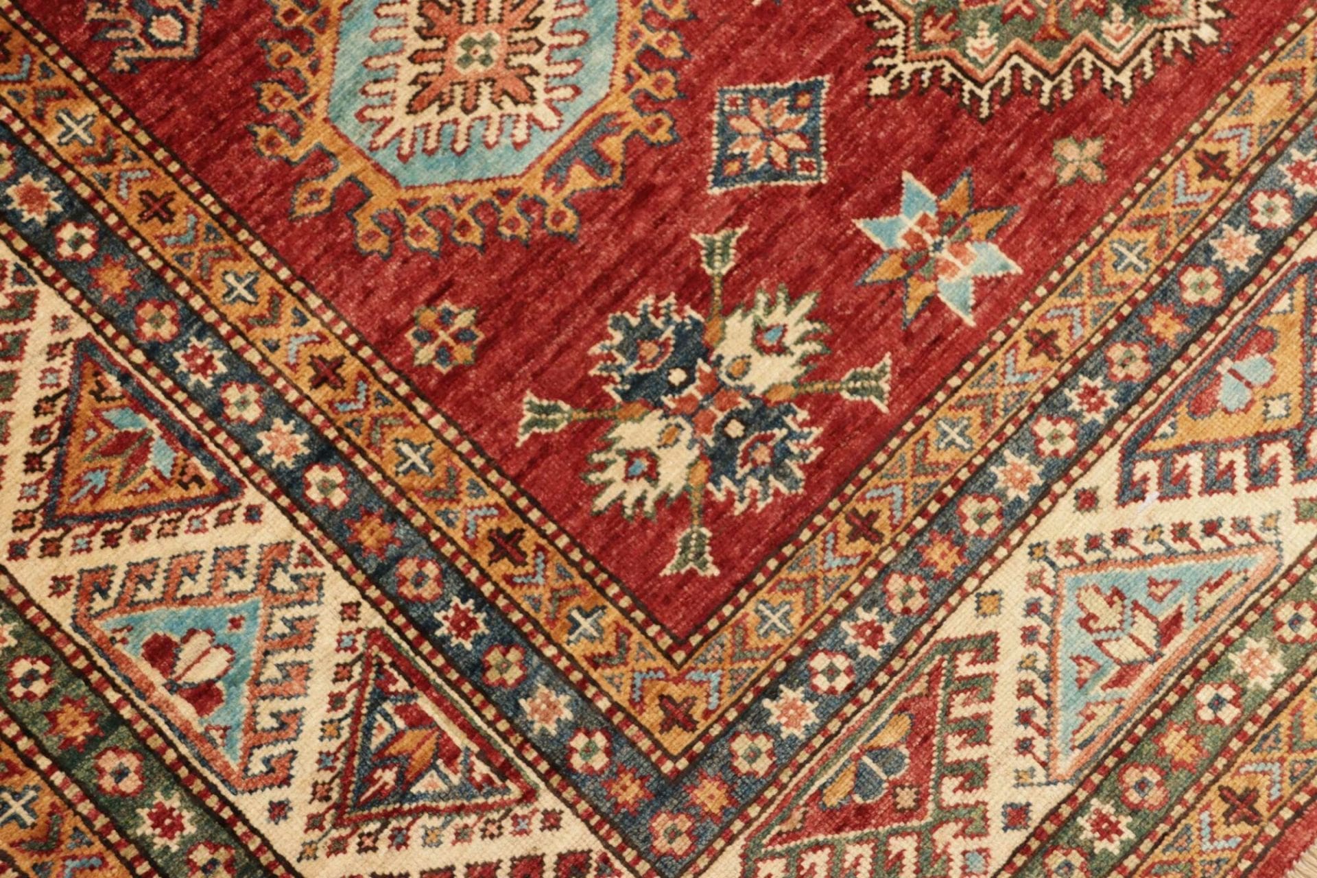 kazak-teppich-175-x-246cm-geometrisches-muster-handgeknupft-5 Handgeknüpfter Kazak Orientteppich, 175 × 246 cm, Wolle