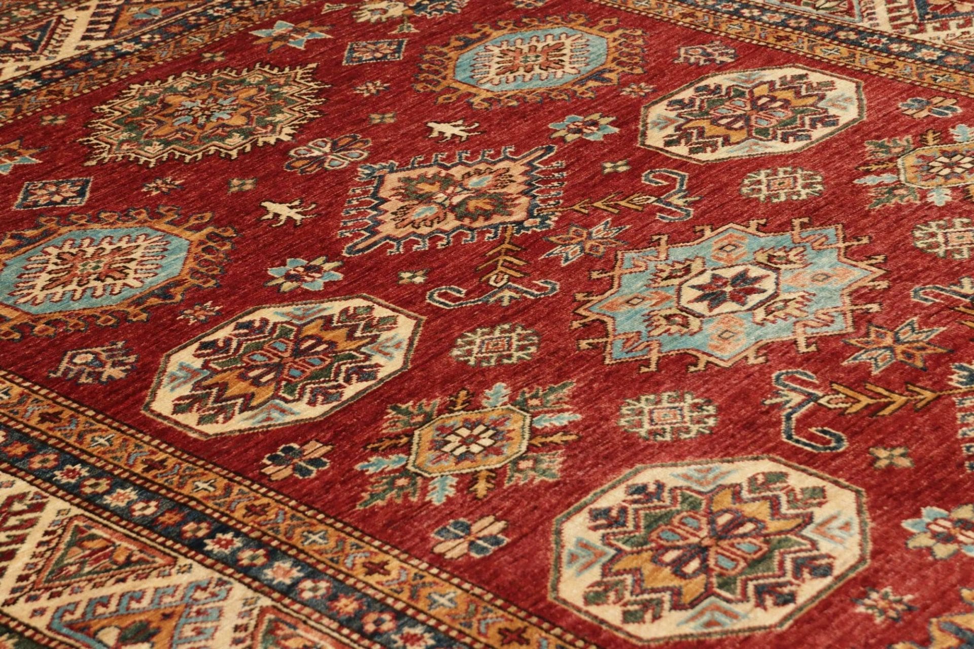 kazak-teppich-175-x-246cm-geometrisches-muster-handgeknupft-6 Handgeknüpfter Kazak Orientteppich, 175 × 246 cm, Wolle