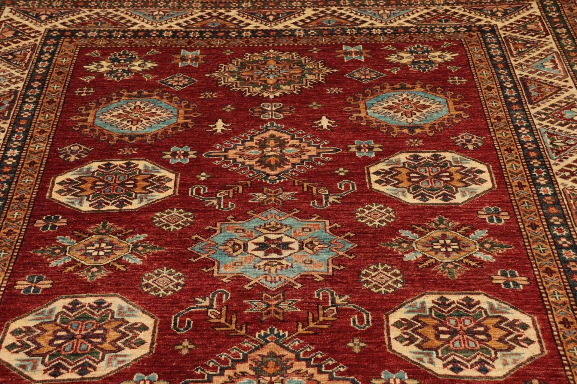 kazak-teppich-175-x-246cm-geometrisches-muster-handgeknupft-7 Handgeknüpfter Kazak Orientteppich, 175 × 246 cm, Wolle