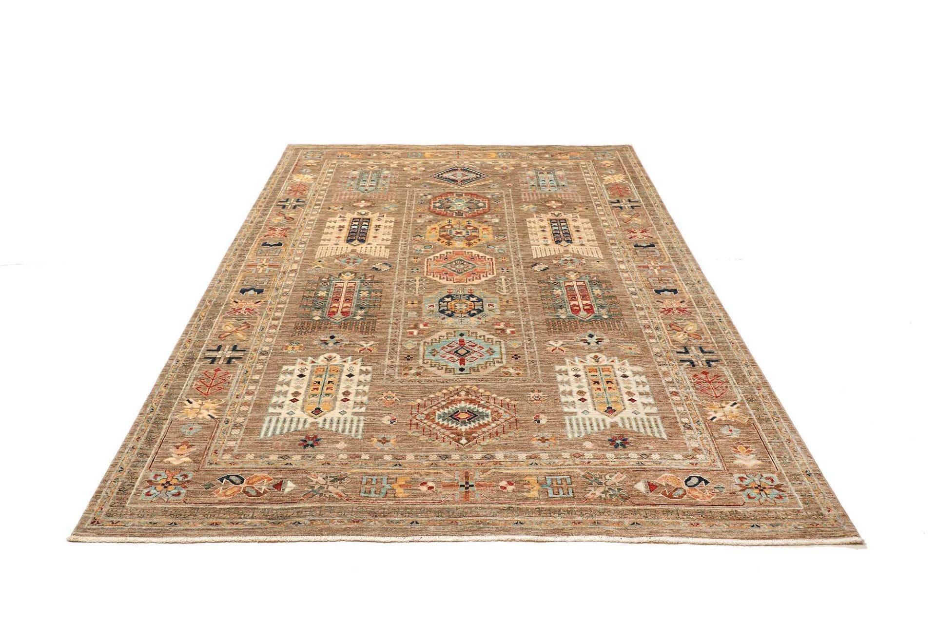 samarkand-tribal-teppich-172-x-236cm-handgeknupft-wolle-bunt-3 Handgeknüpfter Samarkand Orientteppich, 172 × 236 cm, Wolle