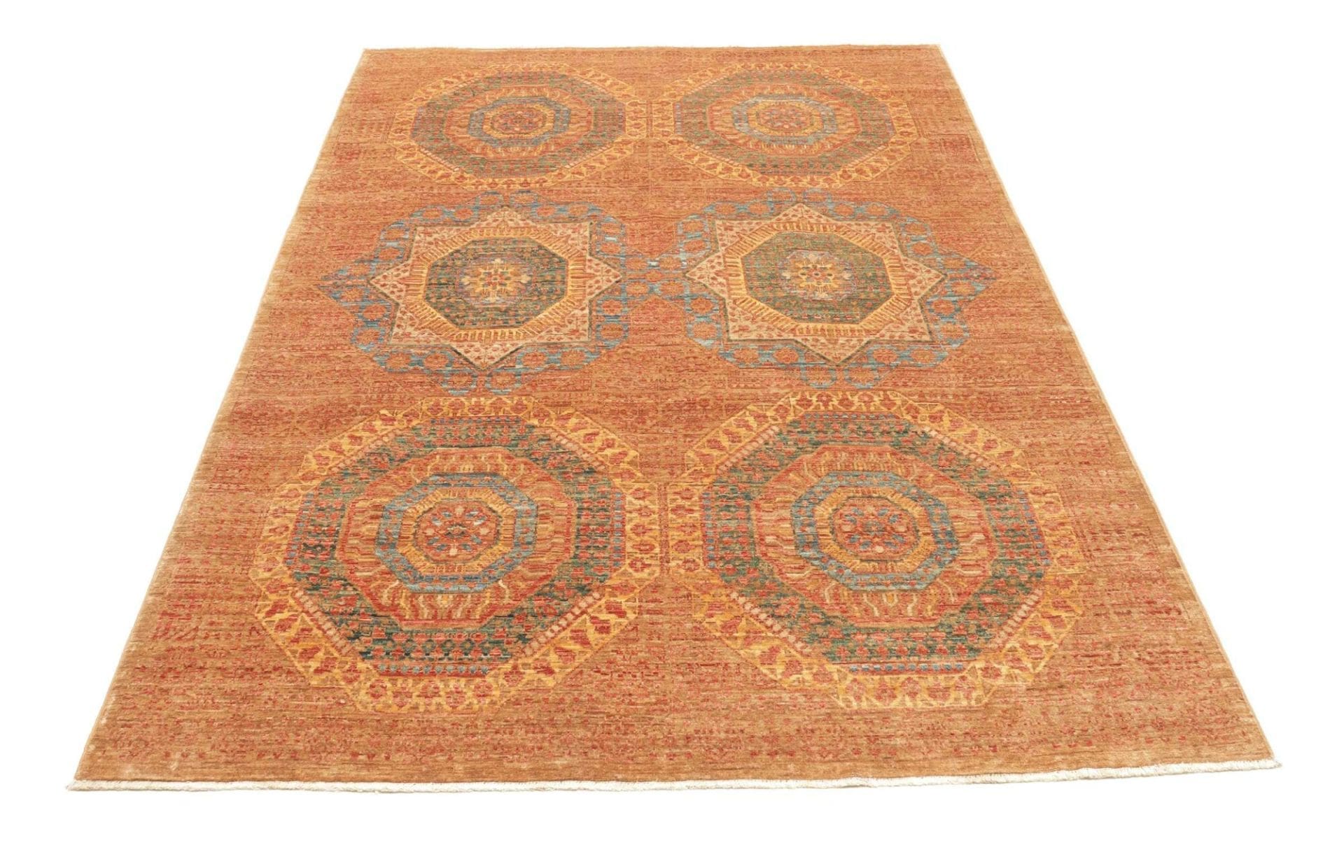 Mamluk Orientteppich 146 × 220 cm aus Wolle, handgeknüpft
