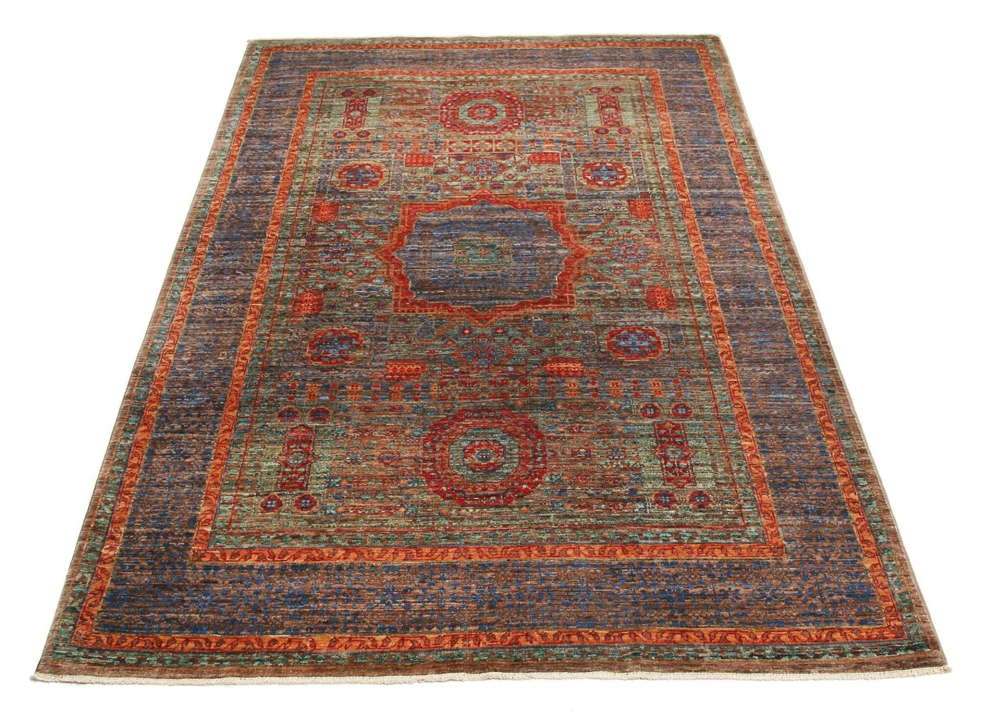 Mamluk Orientteppich 128 × 183 cm aus Wolle, handgeknüpft