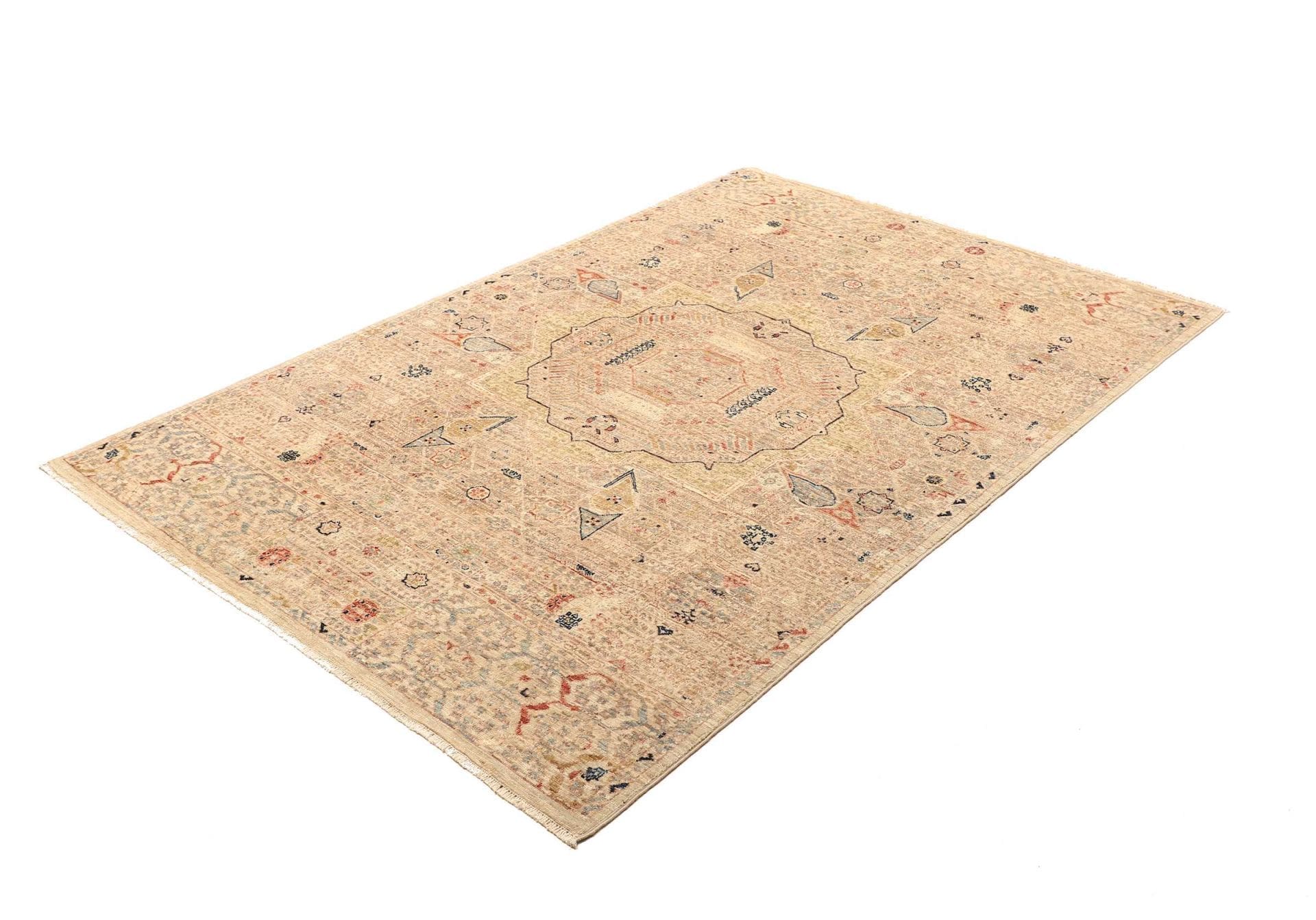 Mamluk Orientteppich 129 × 188 cm aus Wolle, handgeknüpft
